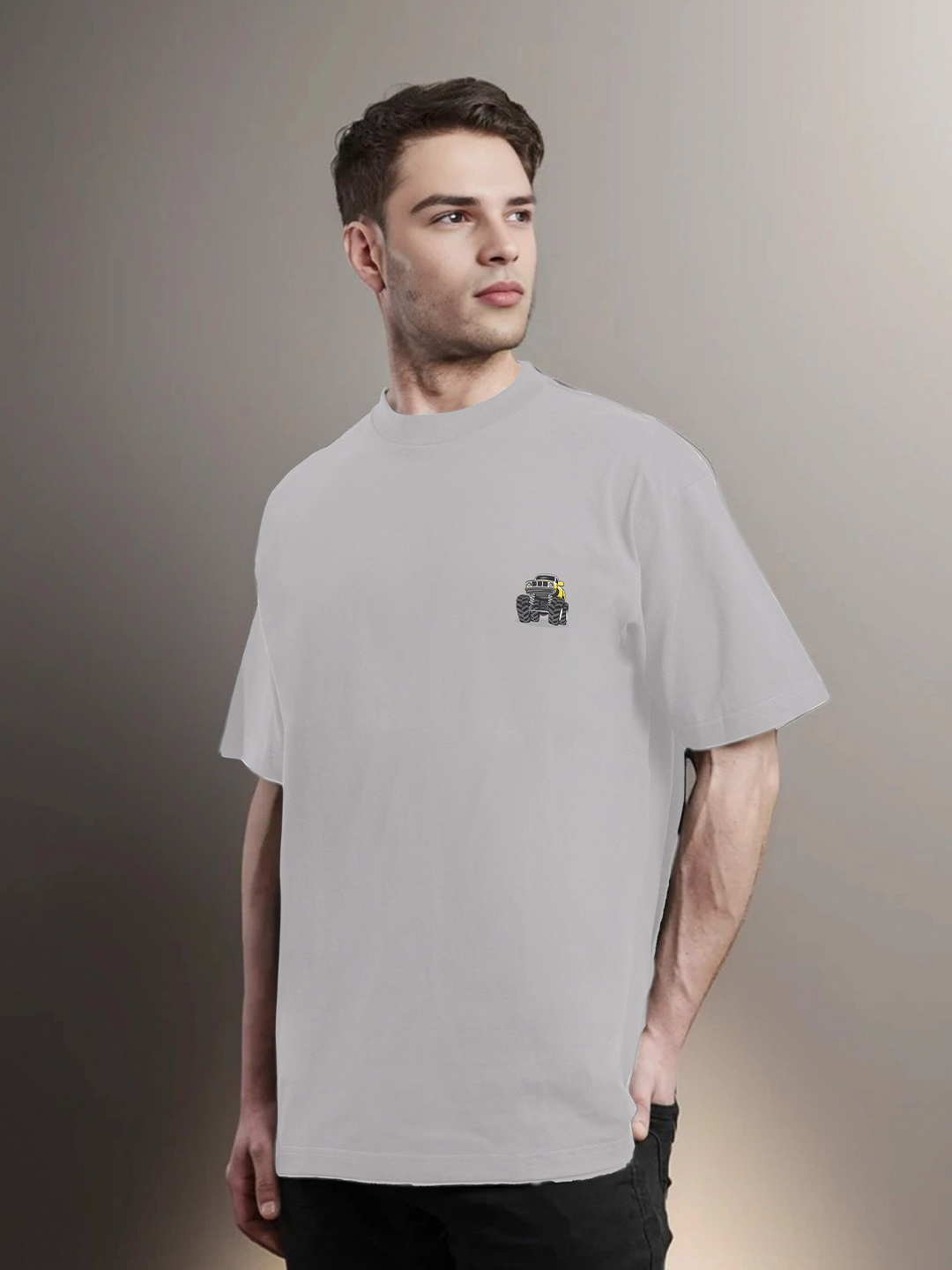 

Moda Rapido Men Printed Applique T-shirt, Grey