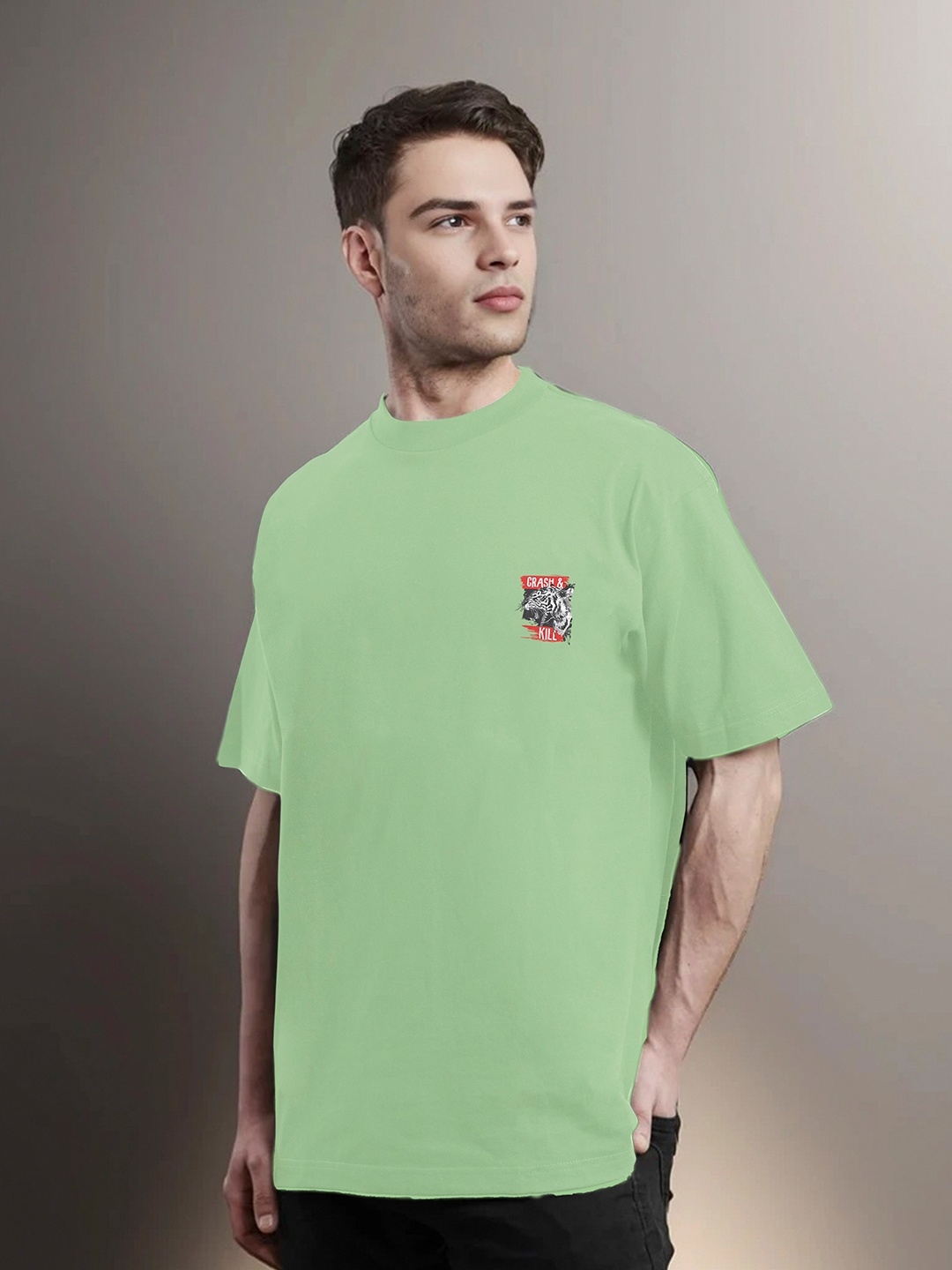 

Moda Rapido Men Printed Applique T-shirt, Sea green