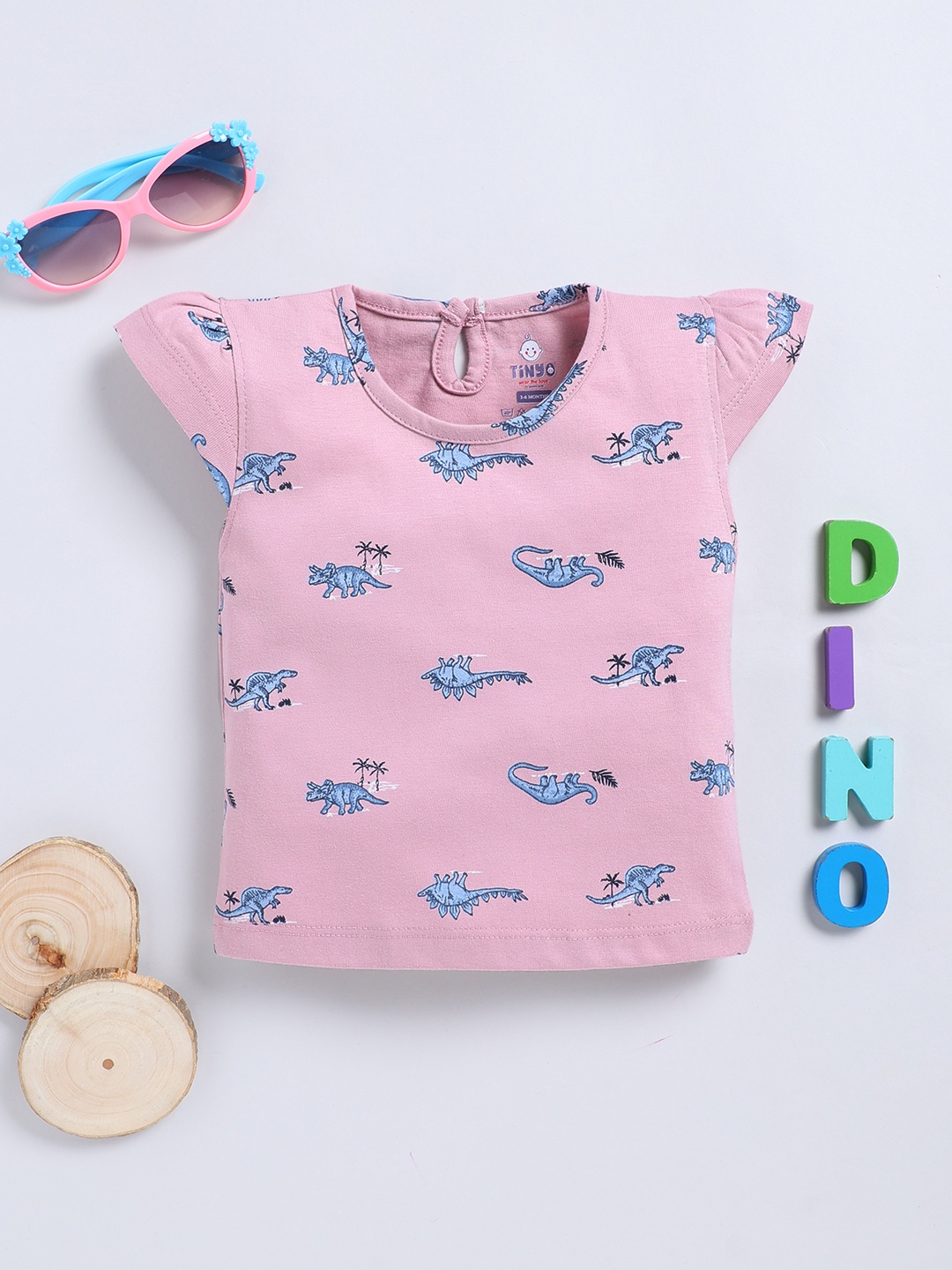 

YK X Tinyo Girls Printed Cotton Top, Purple