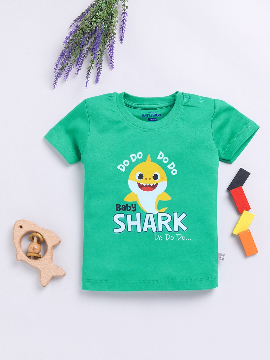 

YK X Tinyo Girls Pure Cotton Printed T-shirt, Green