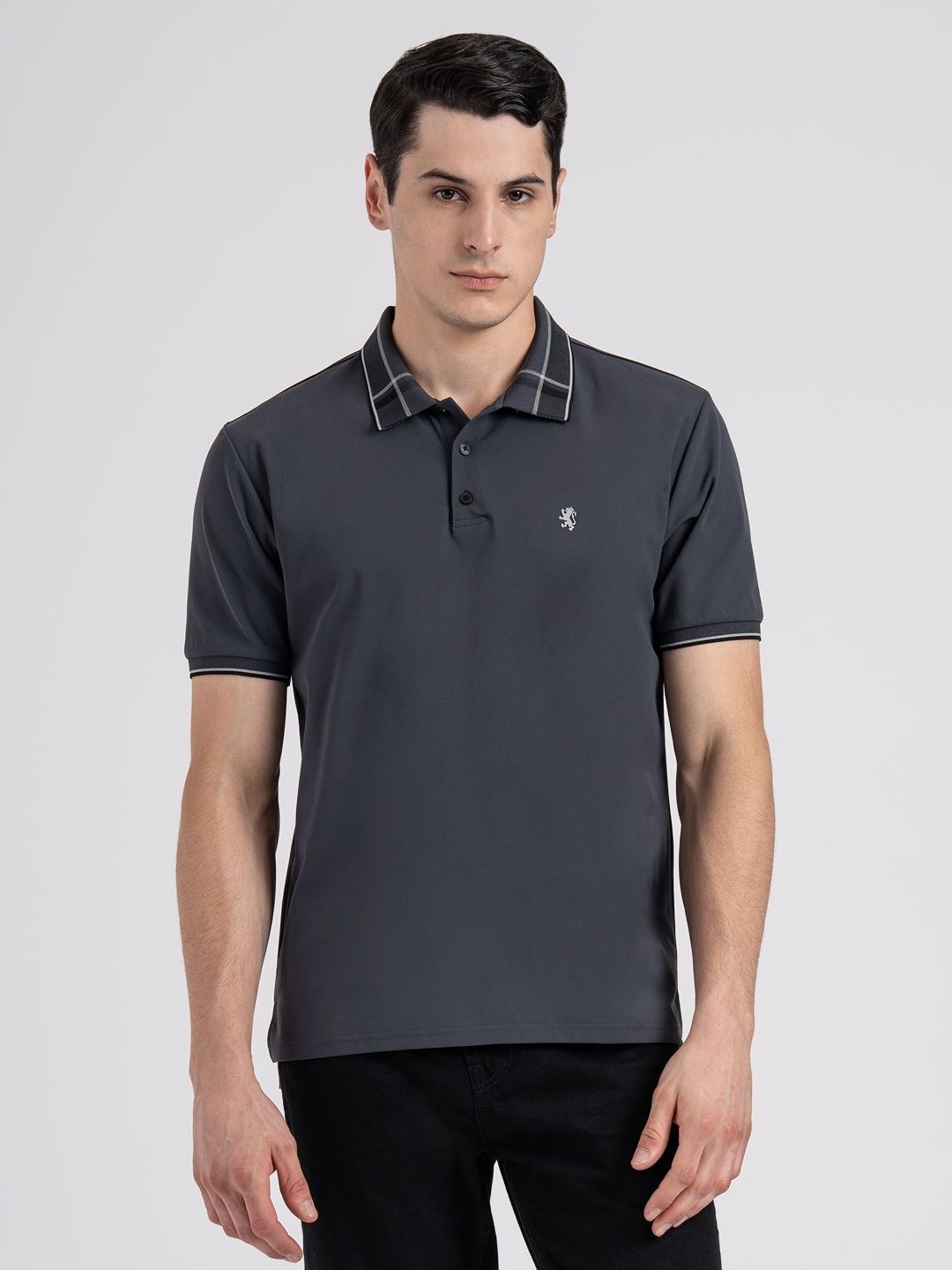

Red Tape Men Polo Collar Applique T-shirt, Charcoal