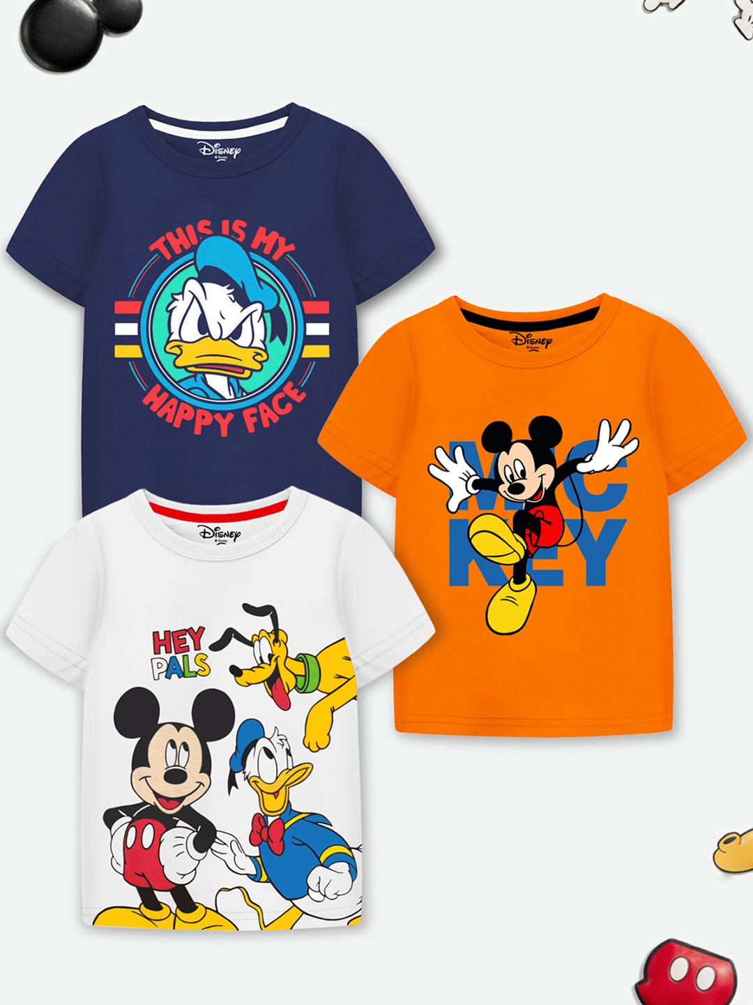 

YK Disney Boys Pack of 3 Mickey & Friends Graphic Printed T-Shirt, Orange