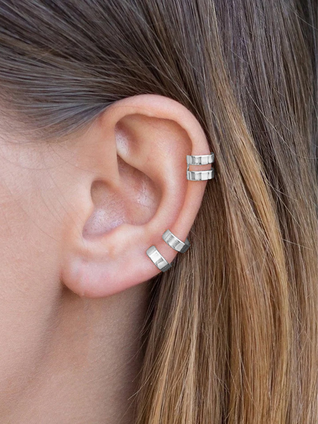 

Goldnera Contemporary Studs Earrings, Silver