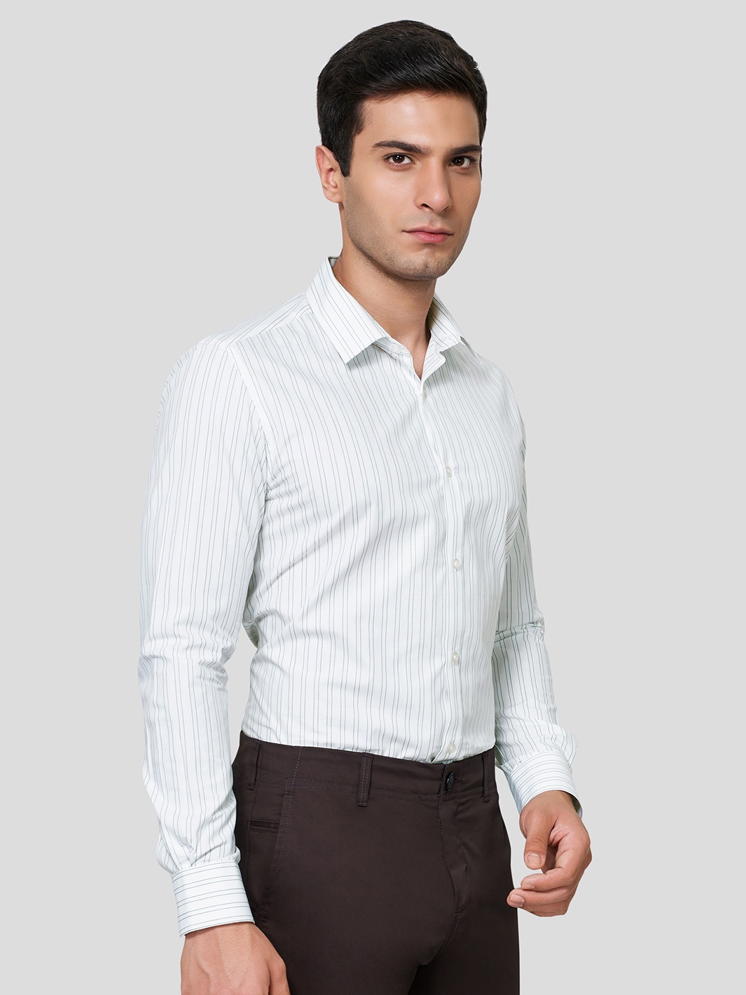 

Zest Melange Men Premium Opaque Striped Formal Shirt, White