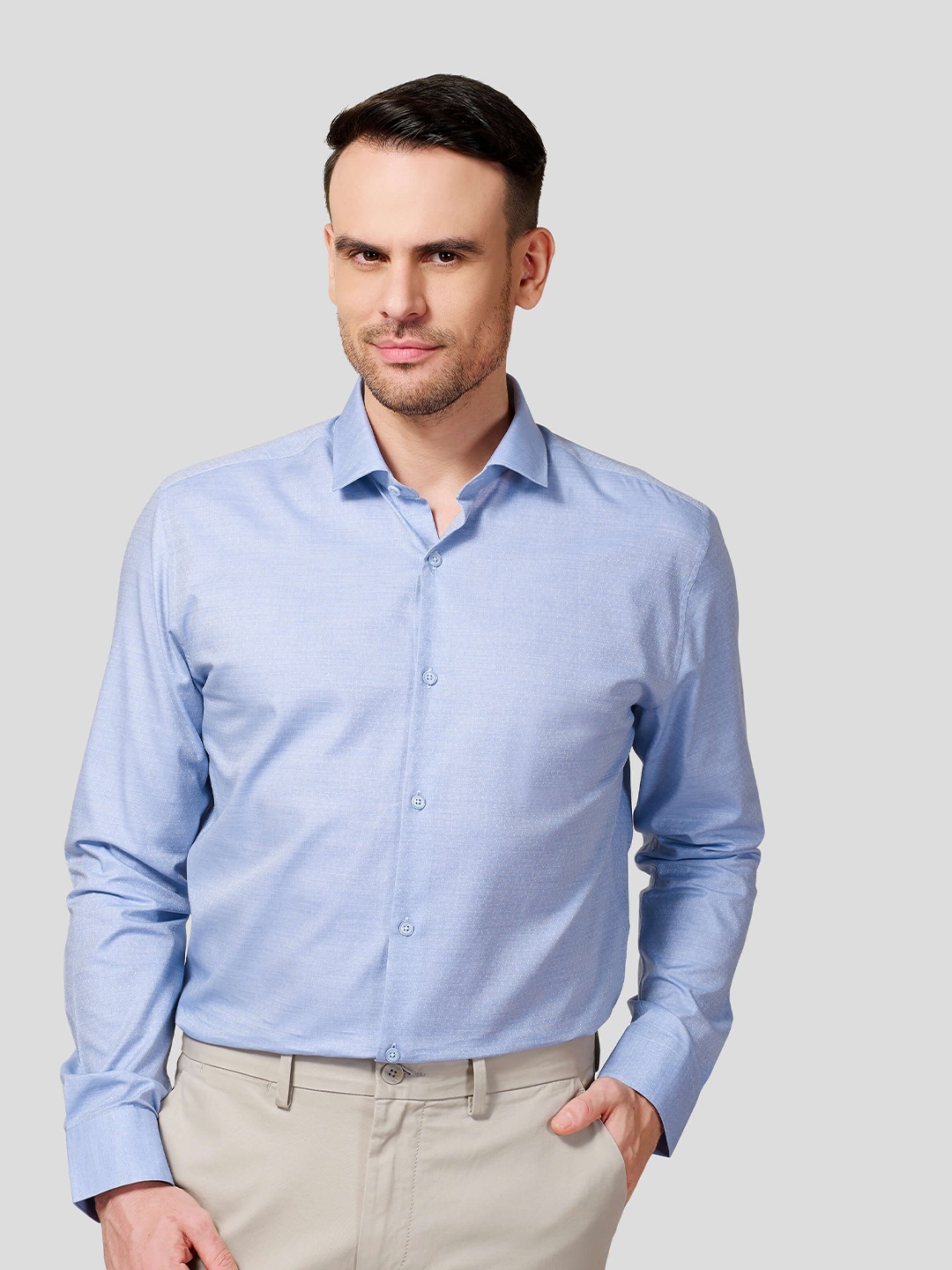 

Zest Melange Men Premium Slim Fit Opaque Formal Shirt, Blue