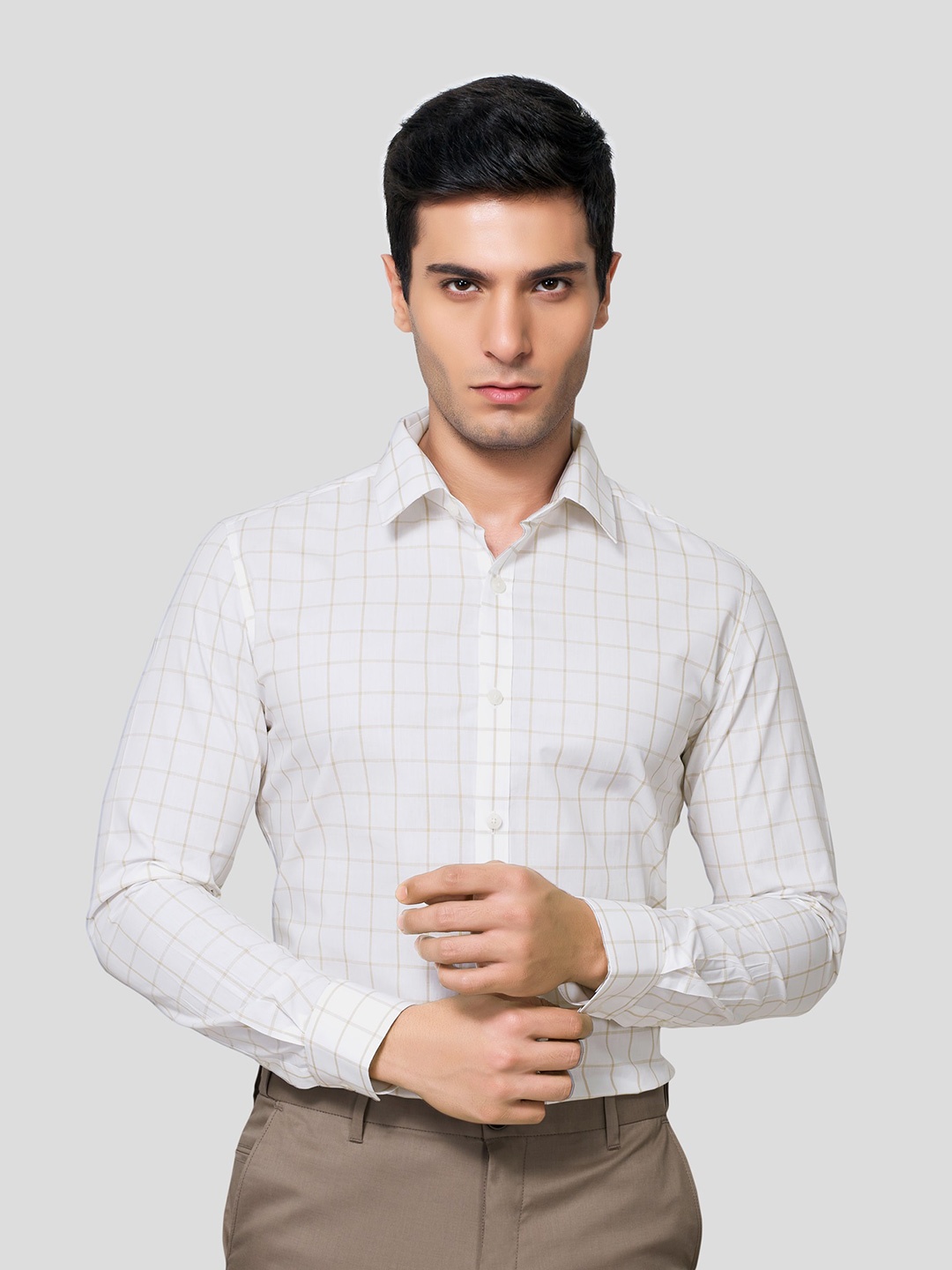 

Zest Melange Men Premium Opaque Checked Formal Shirt, White