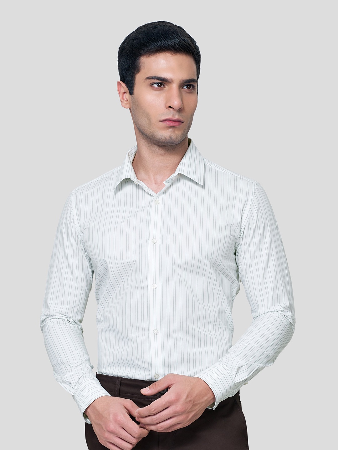 

Zest Melange Men Premium Slim Fit Opaque Striped Formal Shirt, White