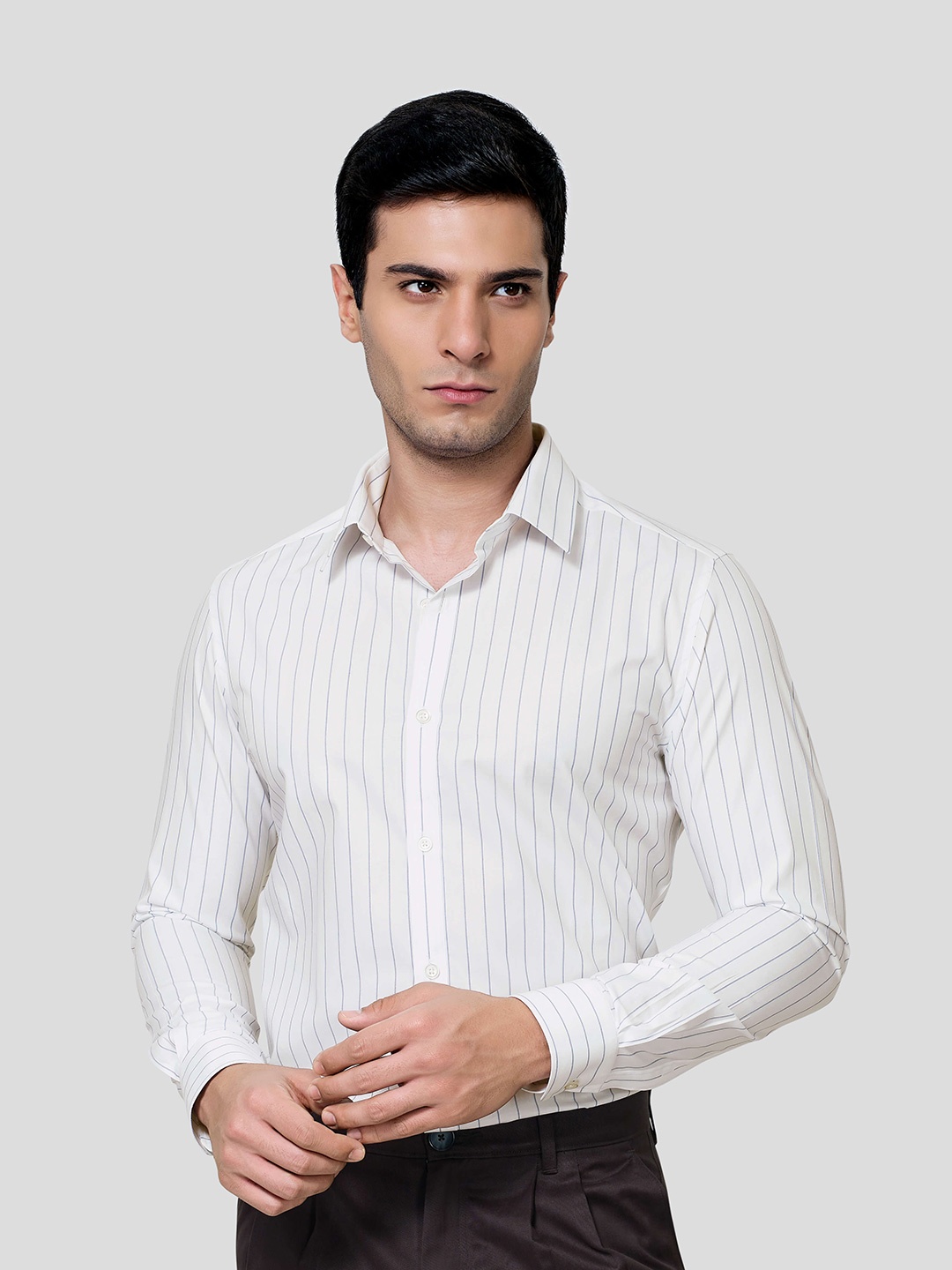 

Zest Melange Men Premium Opaque Striped Formal Shirt, White