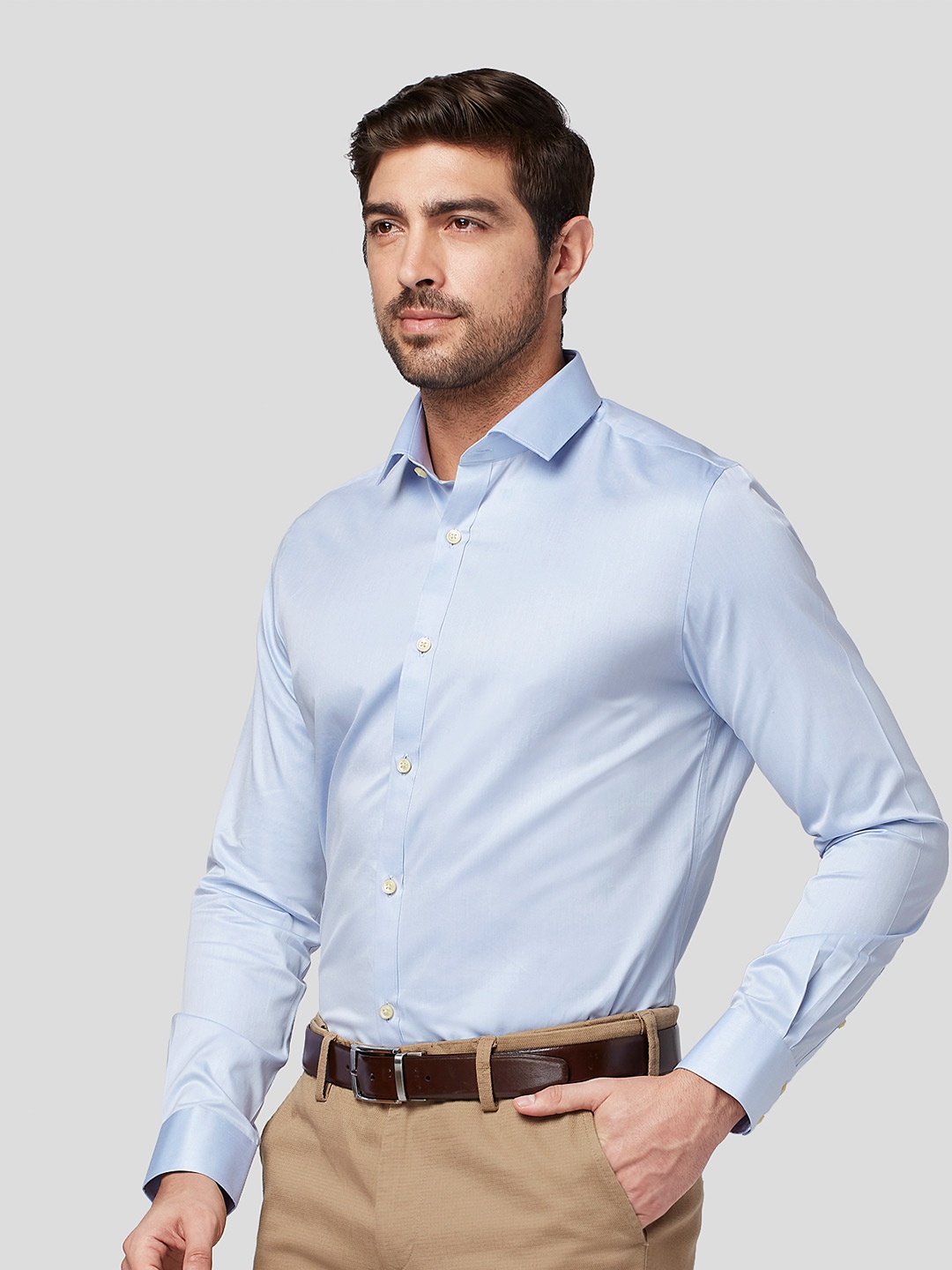 

Zest Melange Men Premium Slim Fit Opaque Formal Shirt, Blue