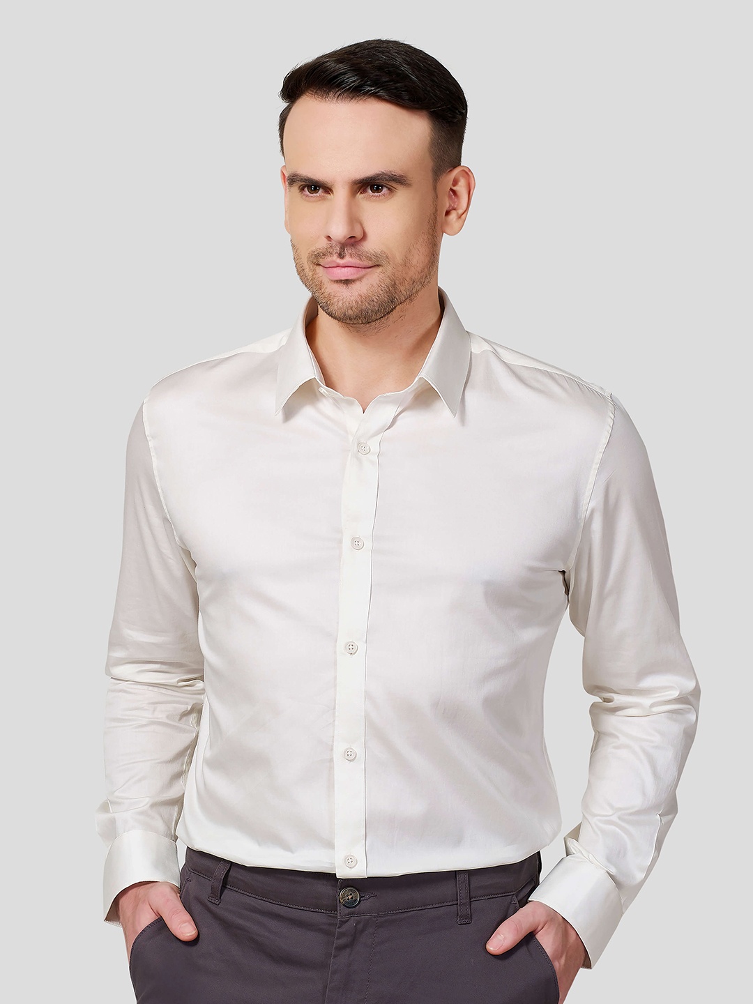 

Zest Melange Men Premium Opaque Formal Shirt, Off white