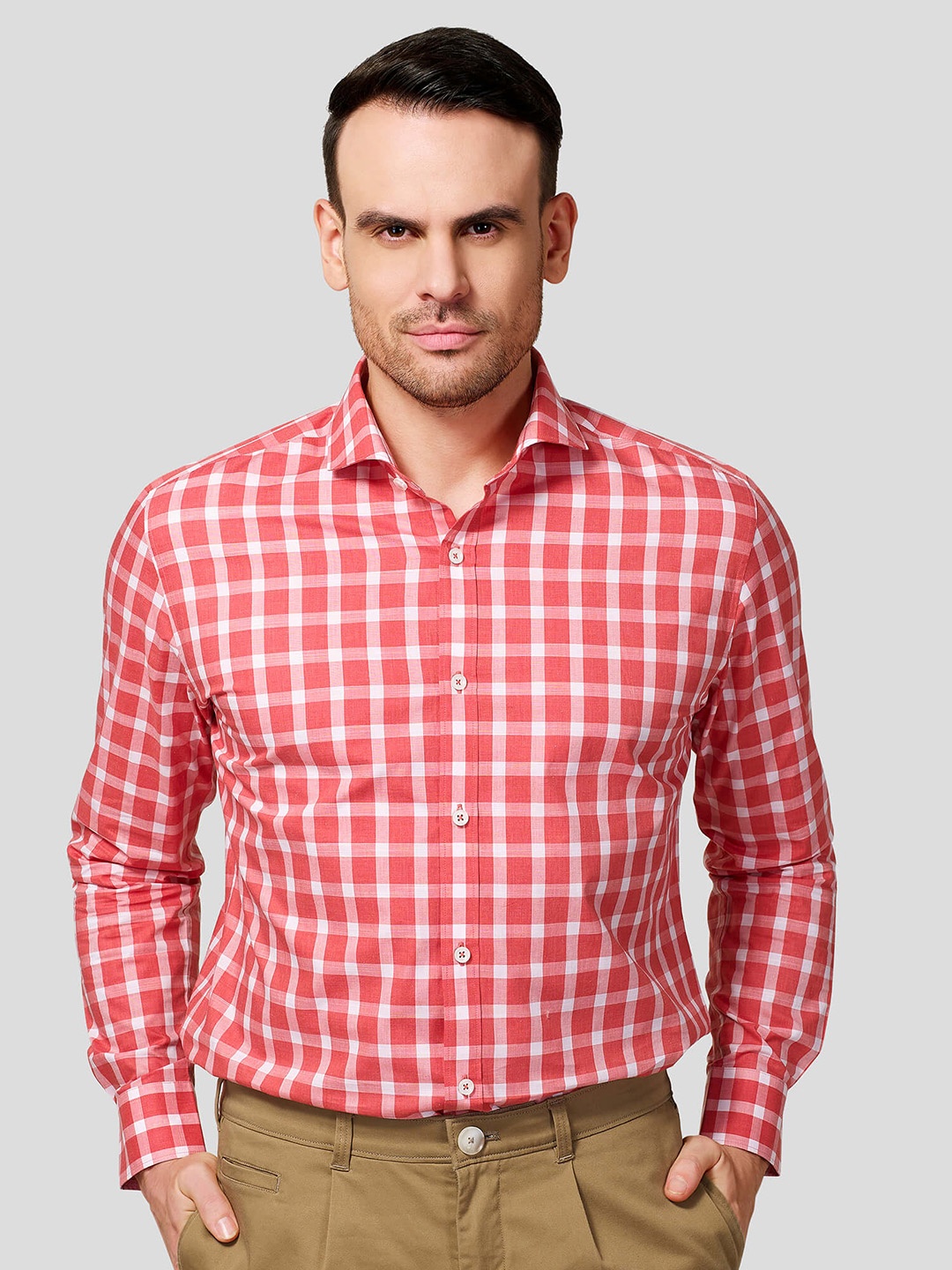 

Zest Melange Men Premium Opaque Checked Formal Shirt, Red