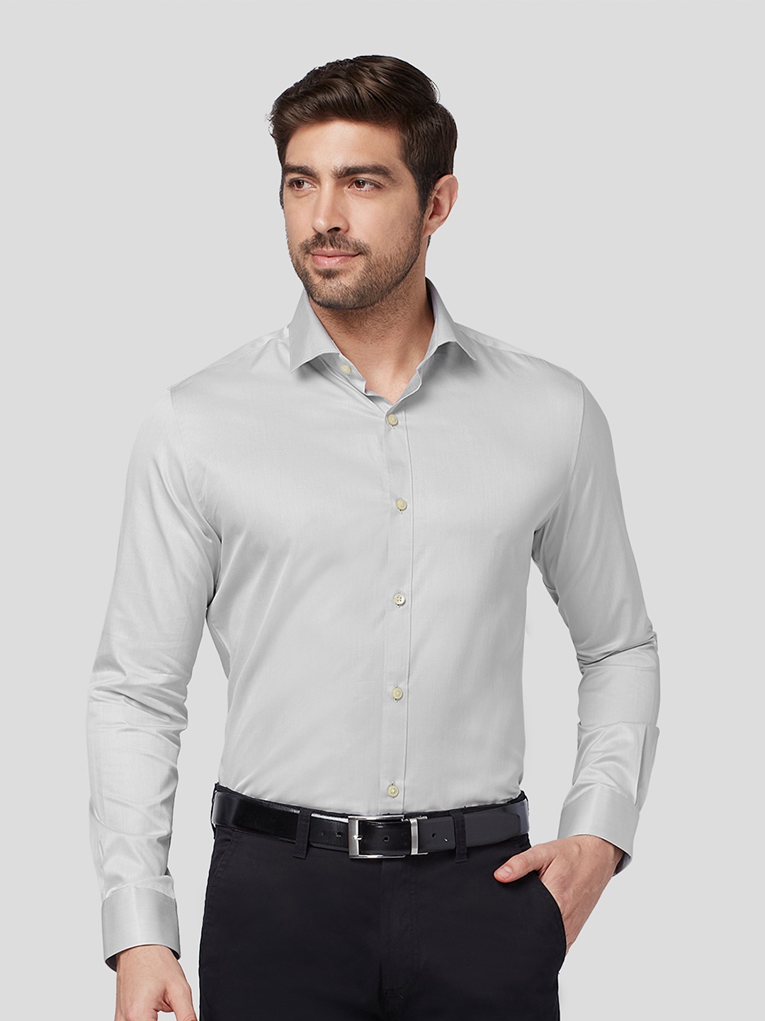 

Zest Melange Men Premium Slim Fit Opaque Formal Shirt, Grey