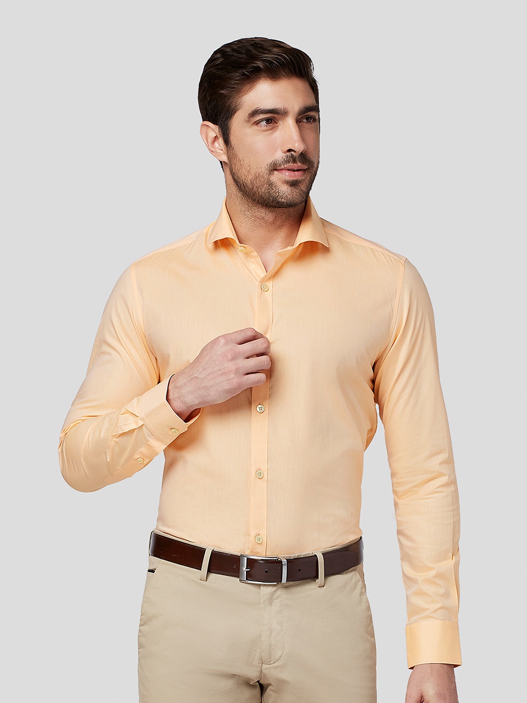 

Zest Melange Men Premium Opaque Formal Shirt, Peach