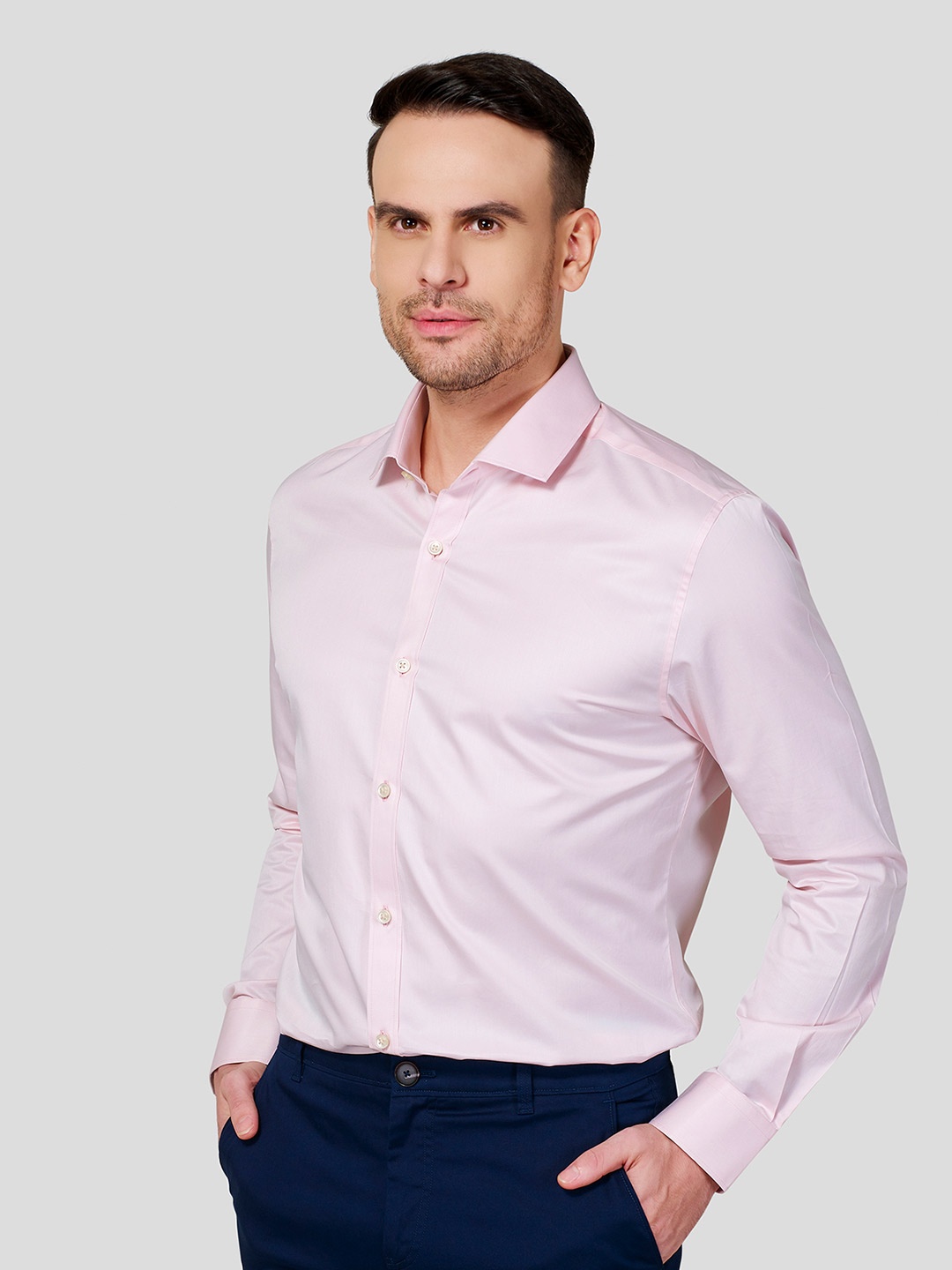 

Zest Melange Men Premium Slim Fit Opaque Formal Shirt, Pink