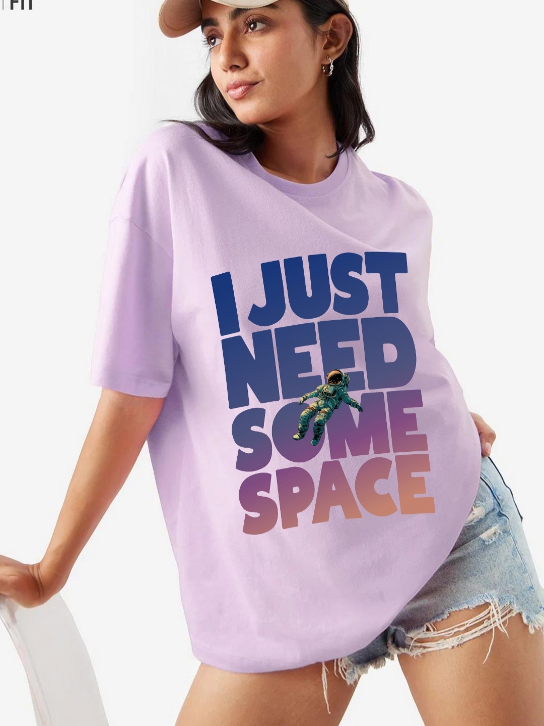 

RAYACLOSET Women Typography Printed Applique T-shirt, Lavender