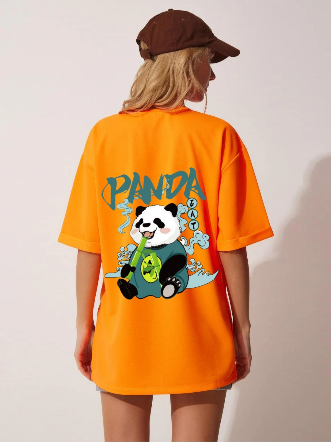 

RAYACLOSET Women Printed Applique T-shirt, Orange