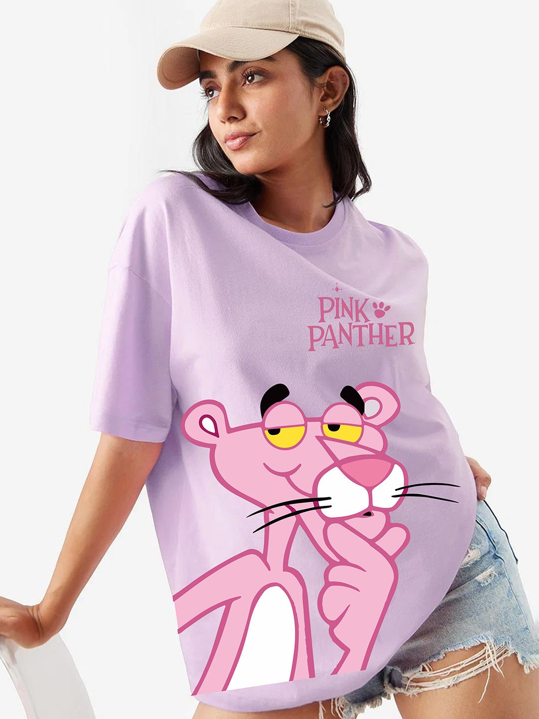 

RAYACLOSET Women Printed Applique T-shirt, Lavender