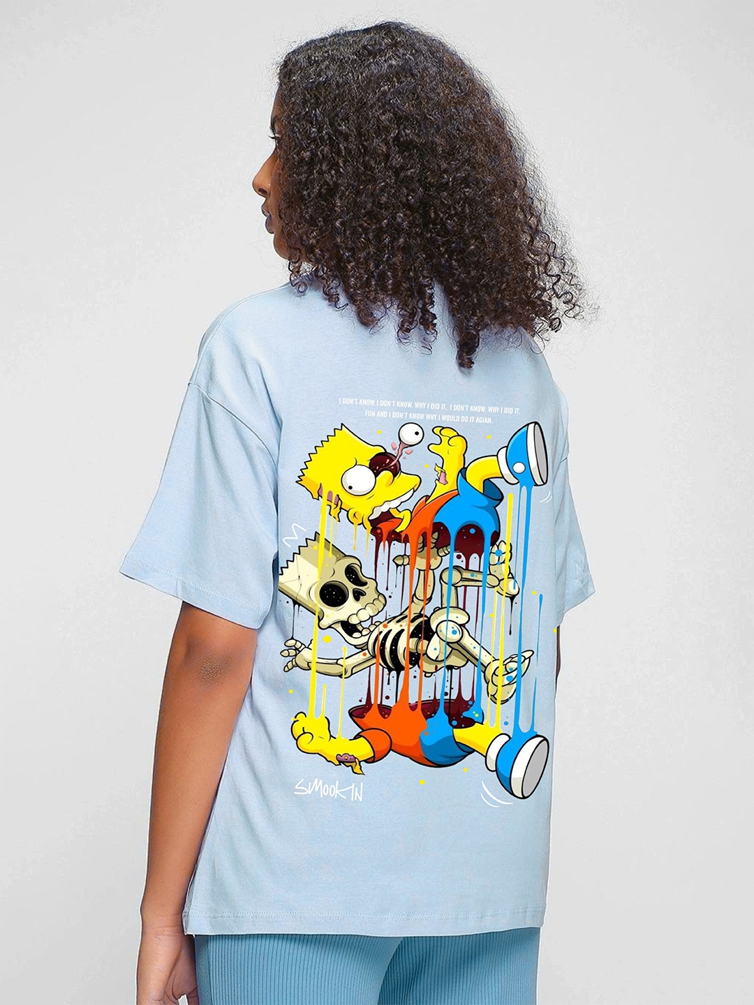 

RAYACLOSET Women Printed Applique T-shirt, Blue