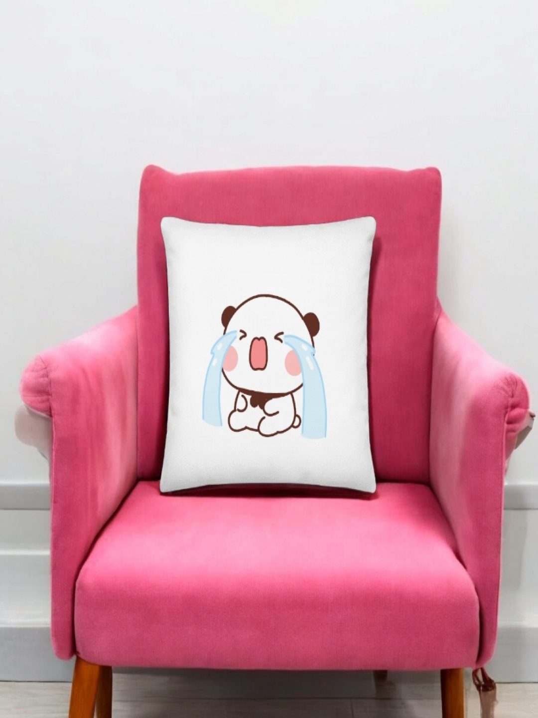 

Anikmart White & Blue Printed Square Shaped Pre-Filled Cushion