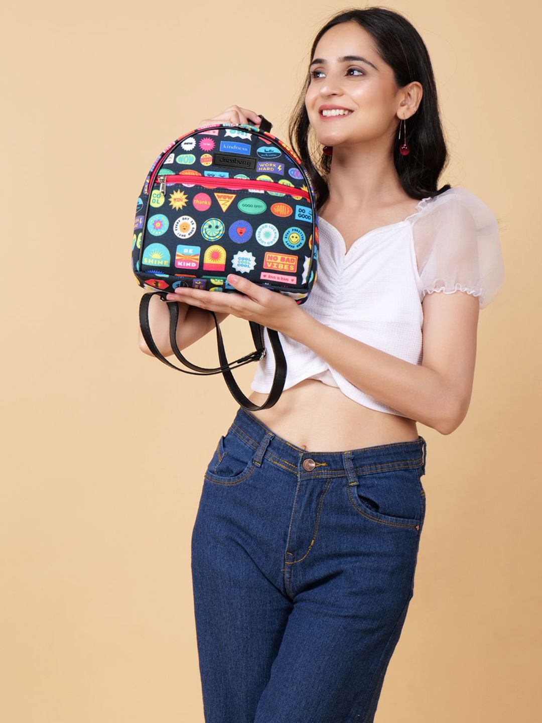 

DressBerry Women Graphic Backpack, Black