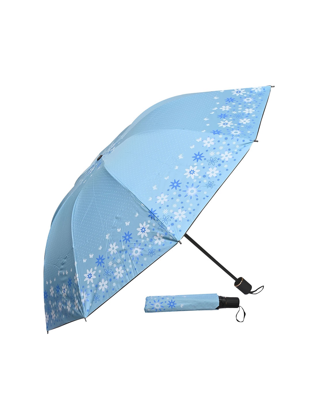 

LOOM LEGACY Manual 3 Fold Floral Umbrellas, Blue