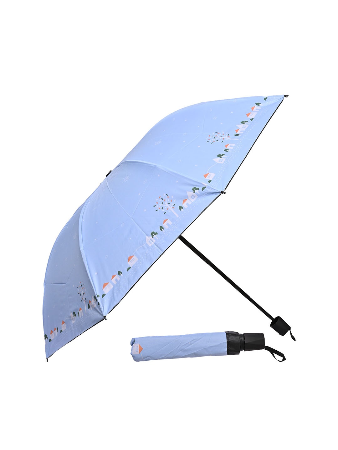 

LOOM LEGACY Manual 3 Fold Floral Umbrellas, Blue