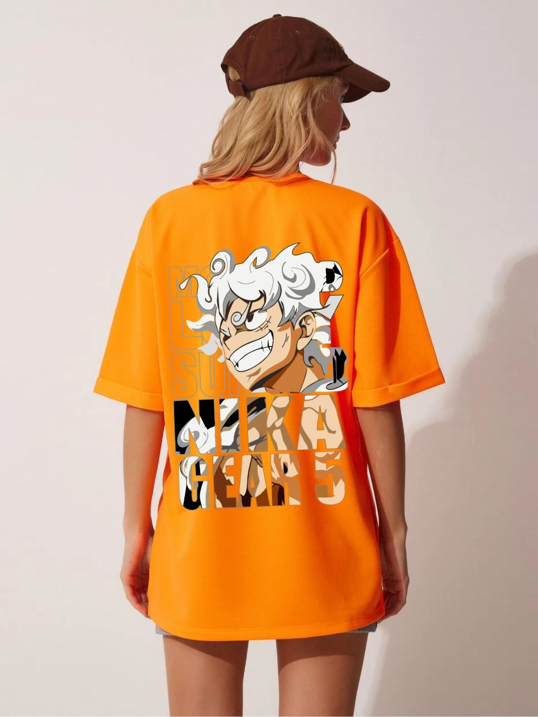 

RAYACLOSET Women Printed Extended Sleeves Applique T-shirt, Orange