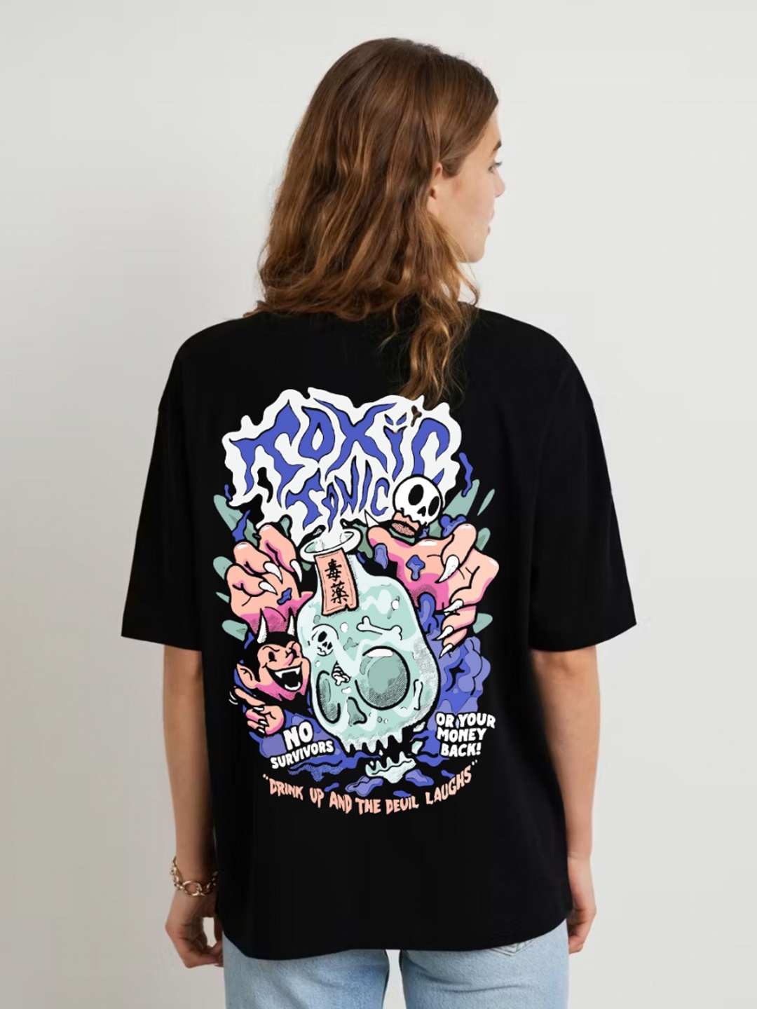 

RAYACLOSET Women Printed Pockets T-shirt, Black