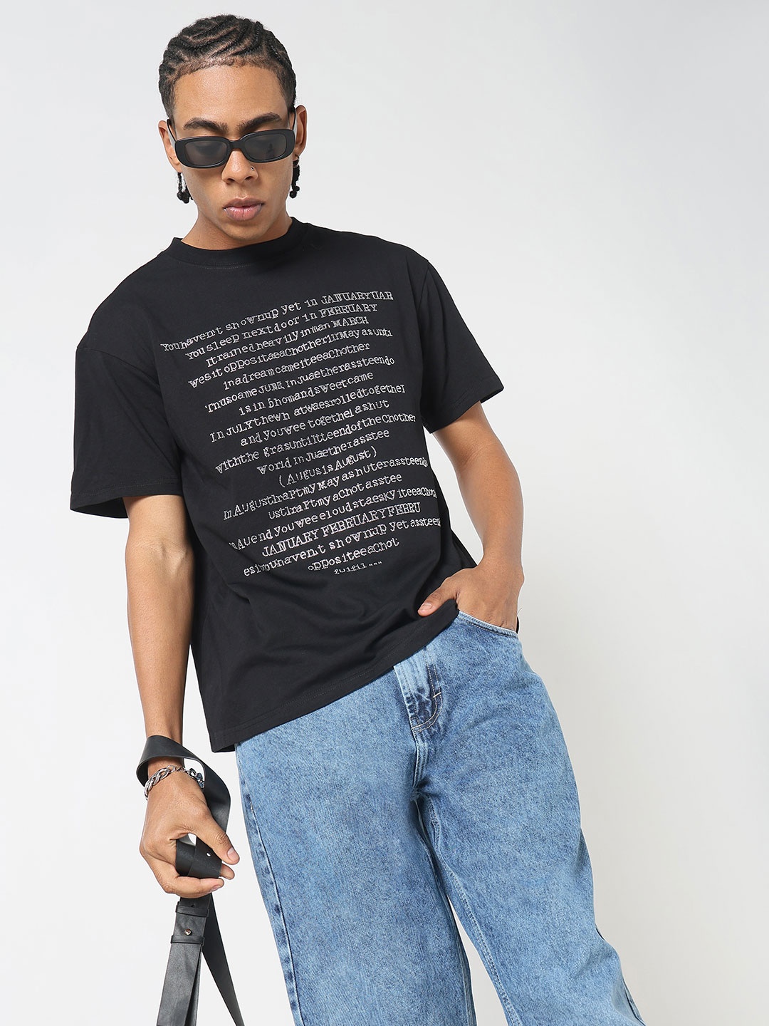 

SHOWOFF Men Typography Printed T-shirt, Black
