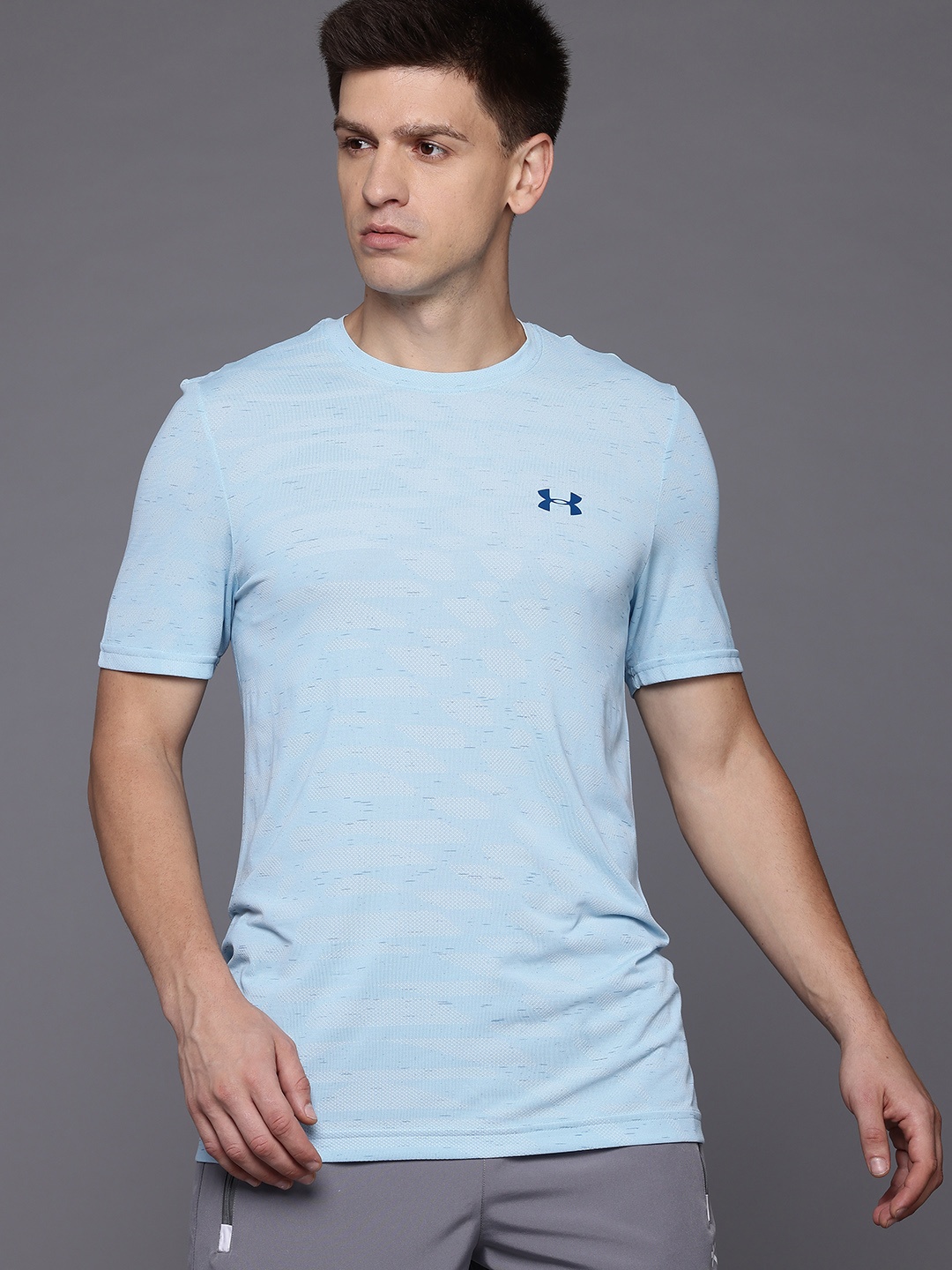 

UNDER ARMOUR Slim Fit Seamless Ripple Short Sleeves T-shirt, Blue