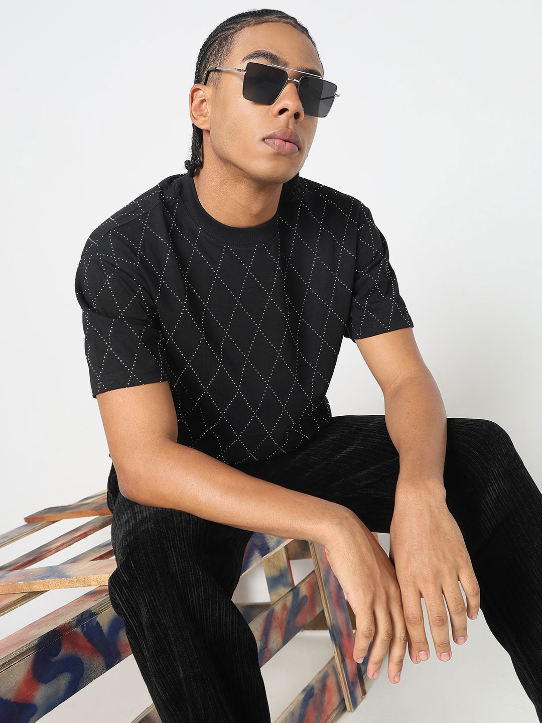 

SHOWOFF Men Printed T-shirt, Black