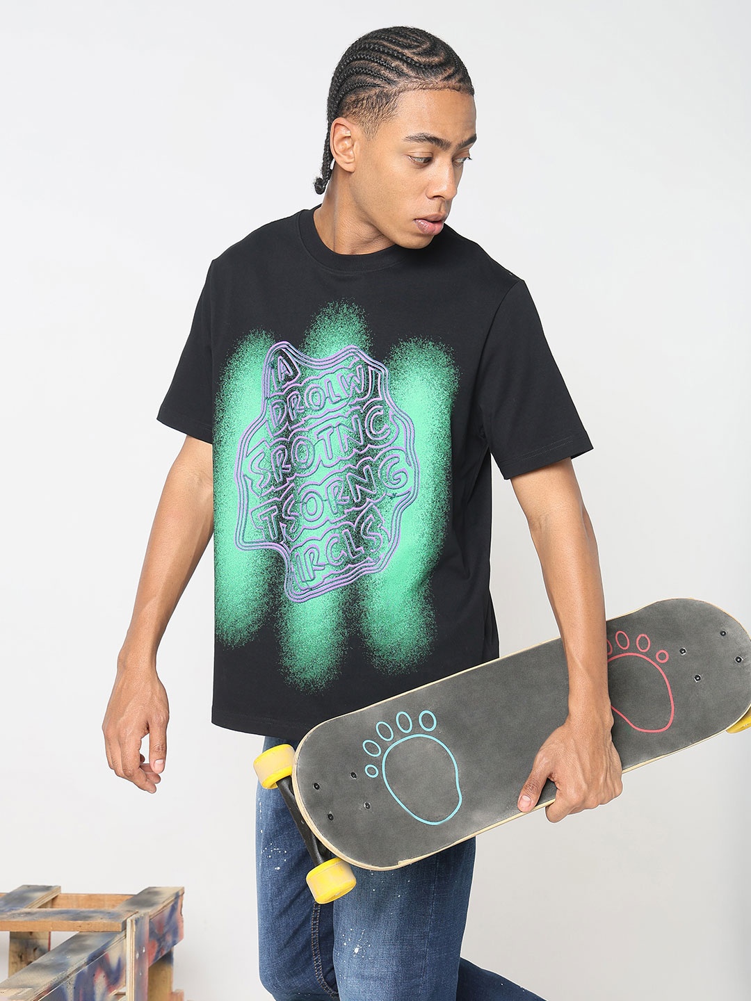 

SHOWOFF Men Typography Printed T-shirt, Black