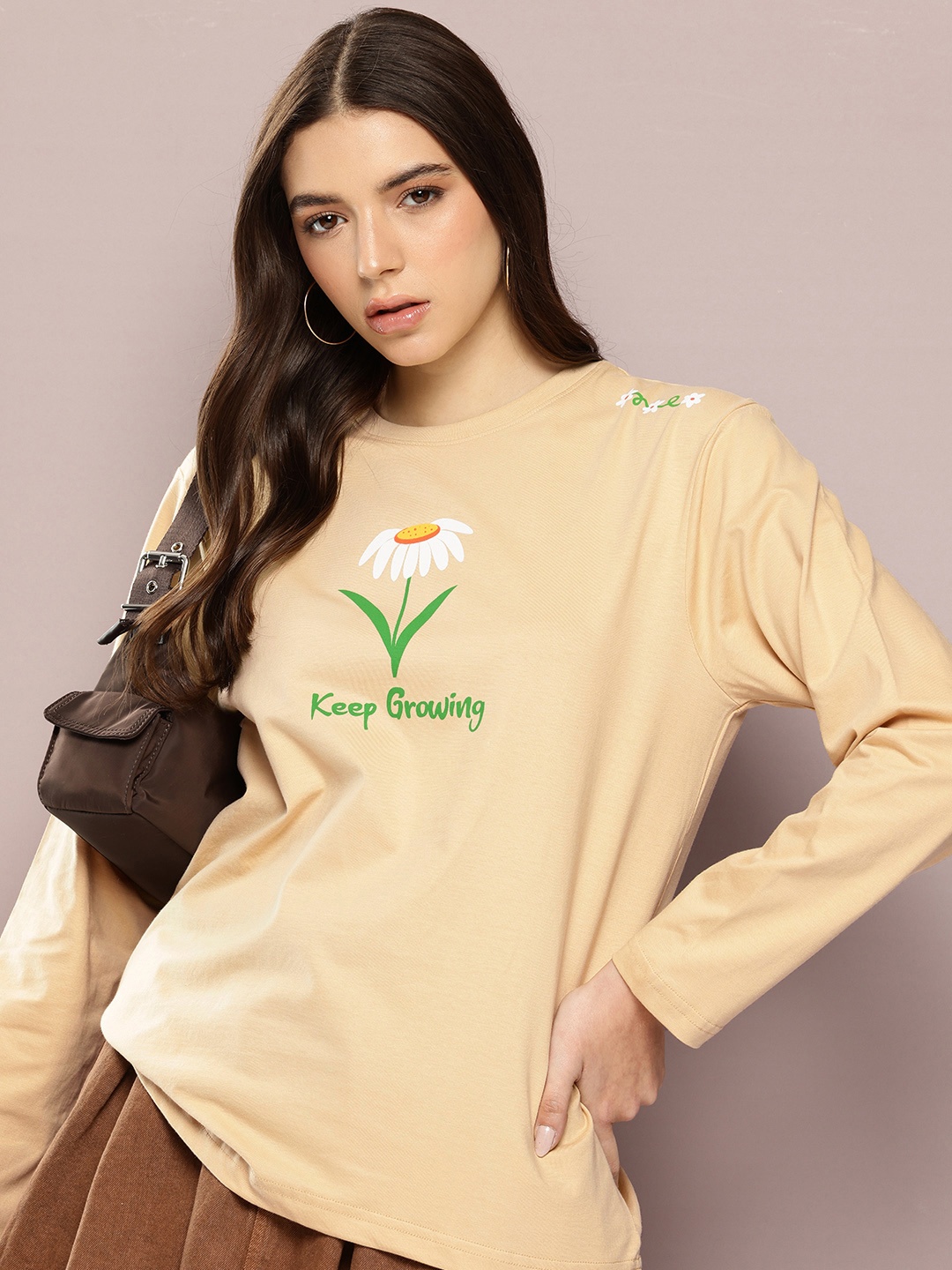 DILLINGER Floral Printed Oversized T-shirt, Beige