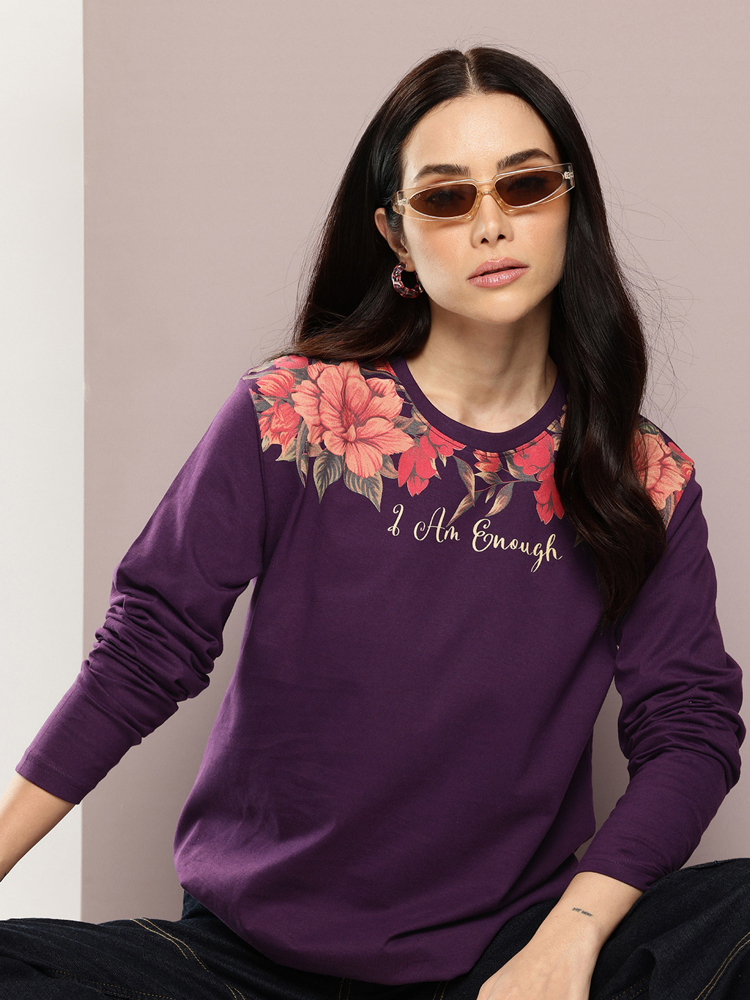 

DILLINGER Floral Printed Oversized T-shirt, Lavender