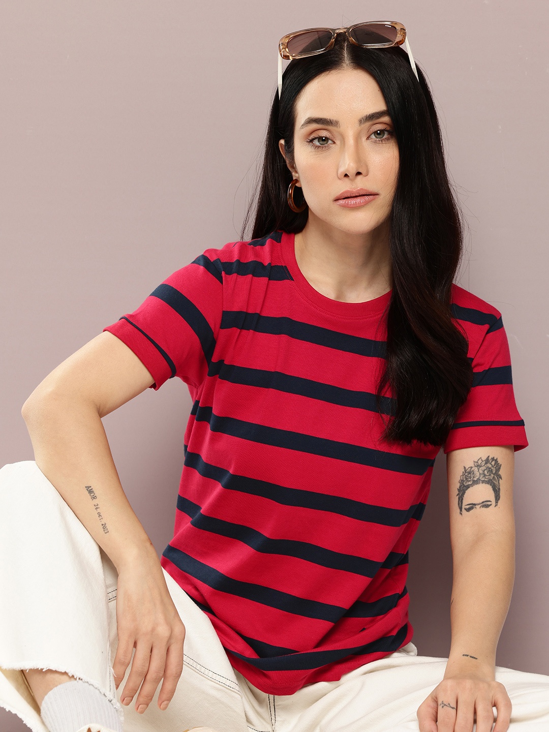 

DILLINGER Striped Yarn Dyed T-shirt, Red