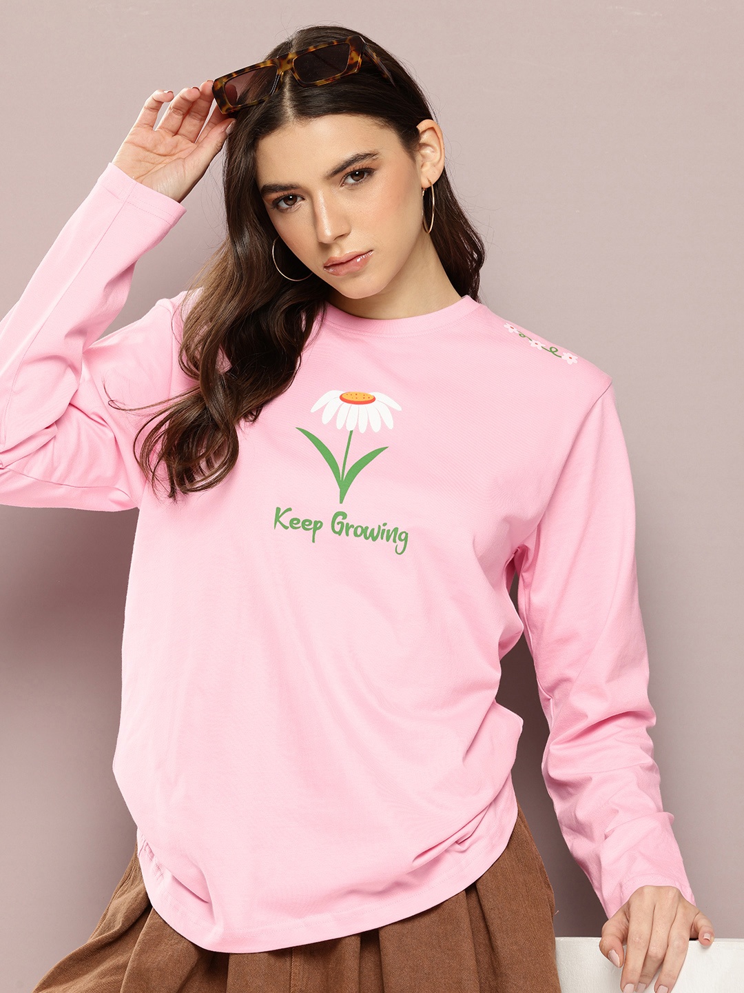 

DILLINGER Floral Printed Oversized T-shirt, Pink