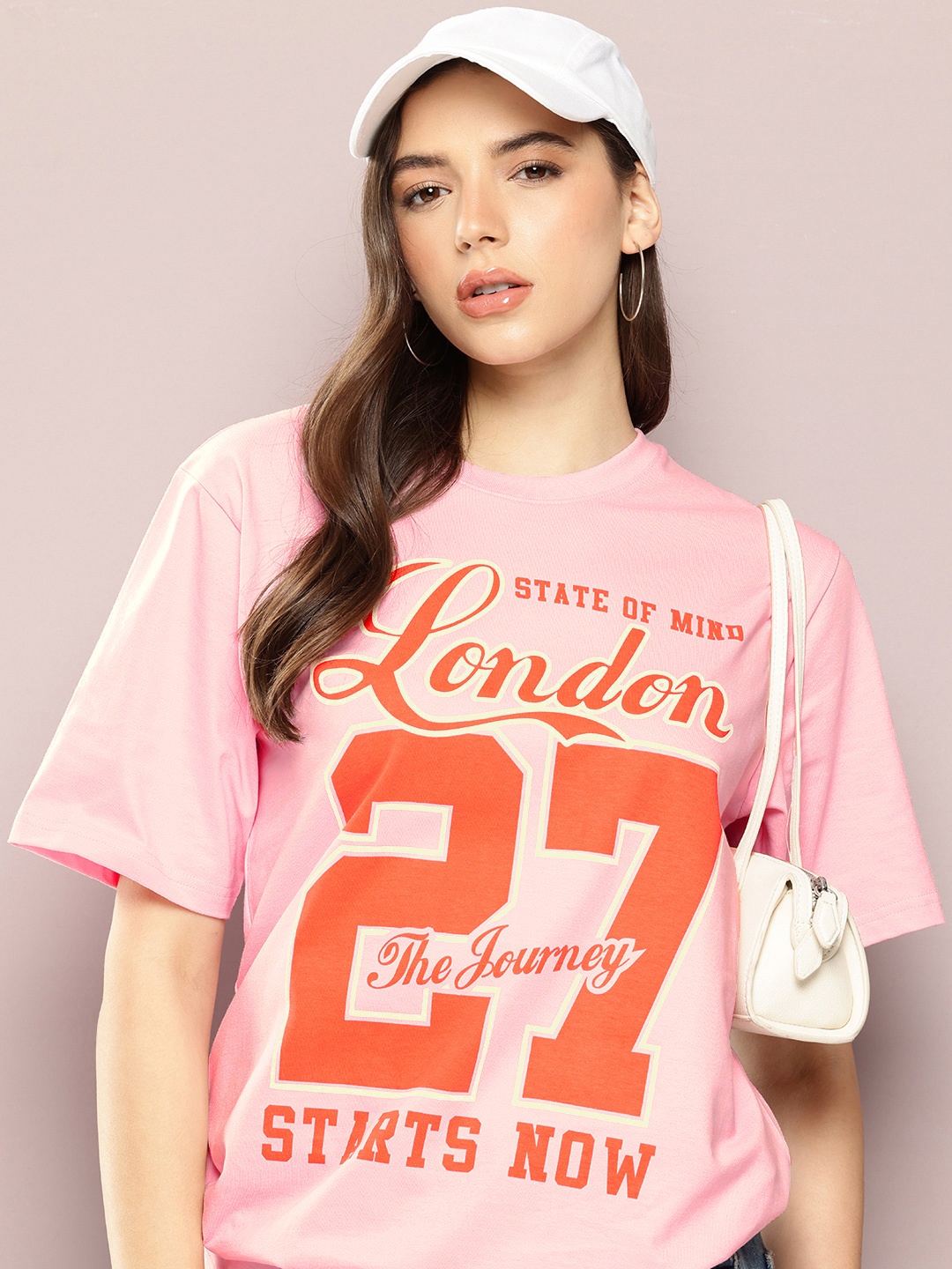 

DILLINGER Varsity Printed Oversized T-shirt, Pink