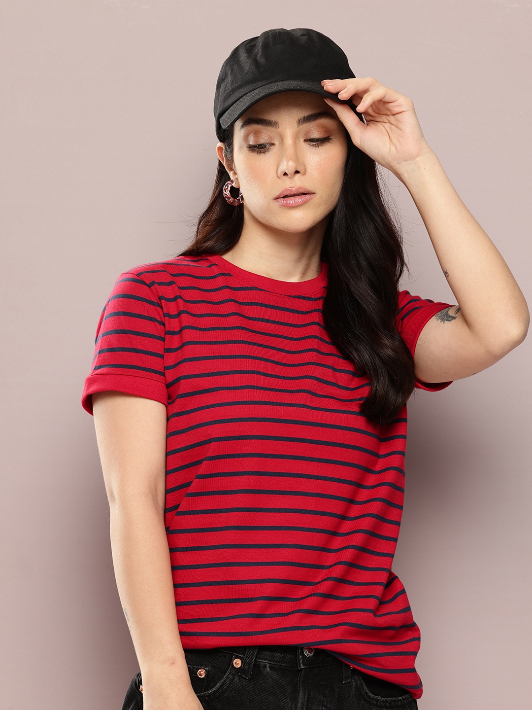 

DILLINGER Striped Yarn Dyed T-shirt, Red
