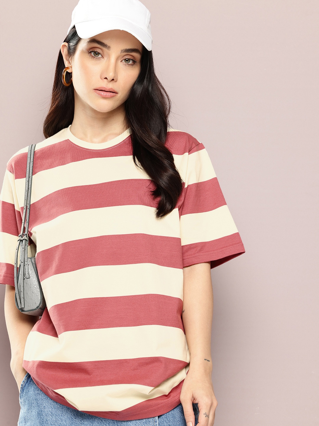 

DILLINGER Oversized Yarn Dyed T-shirt, Mauve