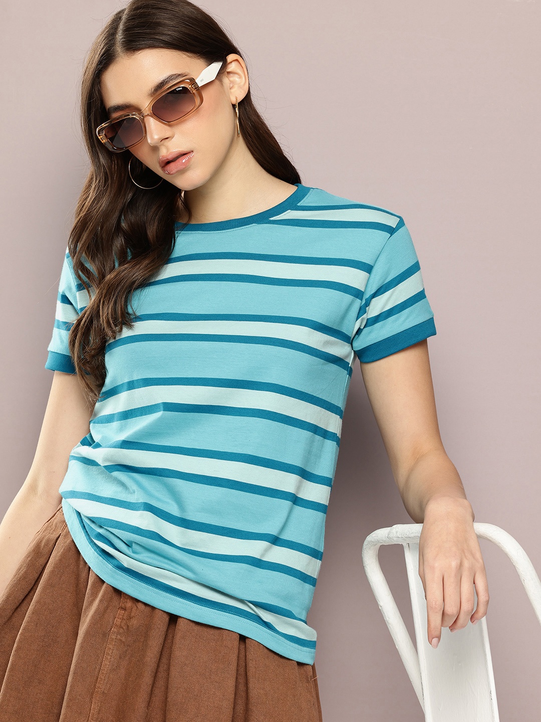 

DILLINGER Striped Yarn Dyed T-shirt, Blue