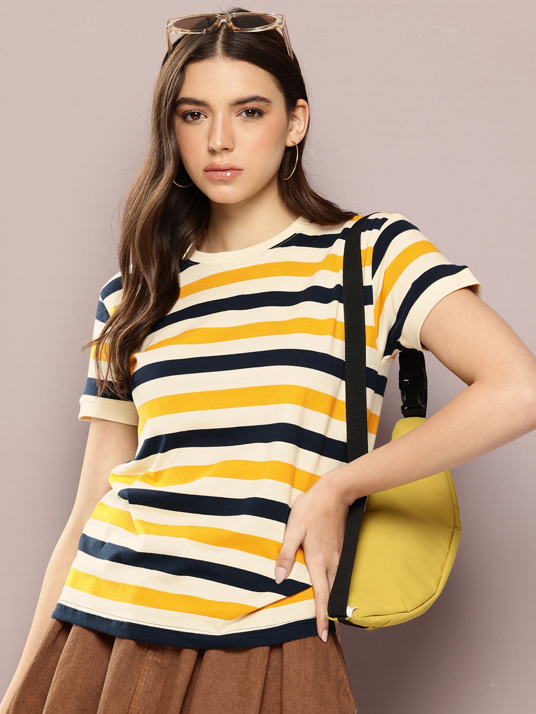 

DILLINGER Striped Yarn Dyed T-shirt, Off white