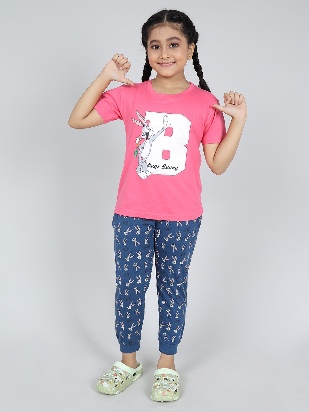 

Here&Now X Denikid Girls Printed T-shirt with Pyjamas, Pink