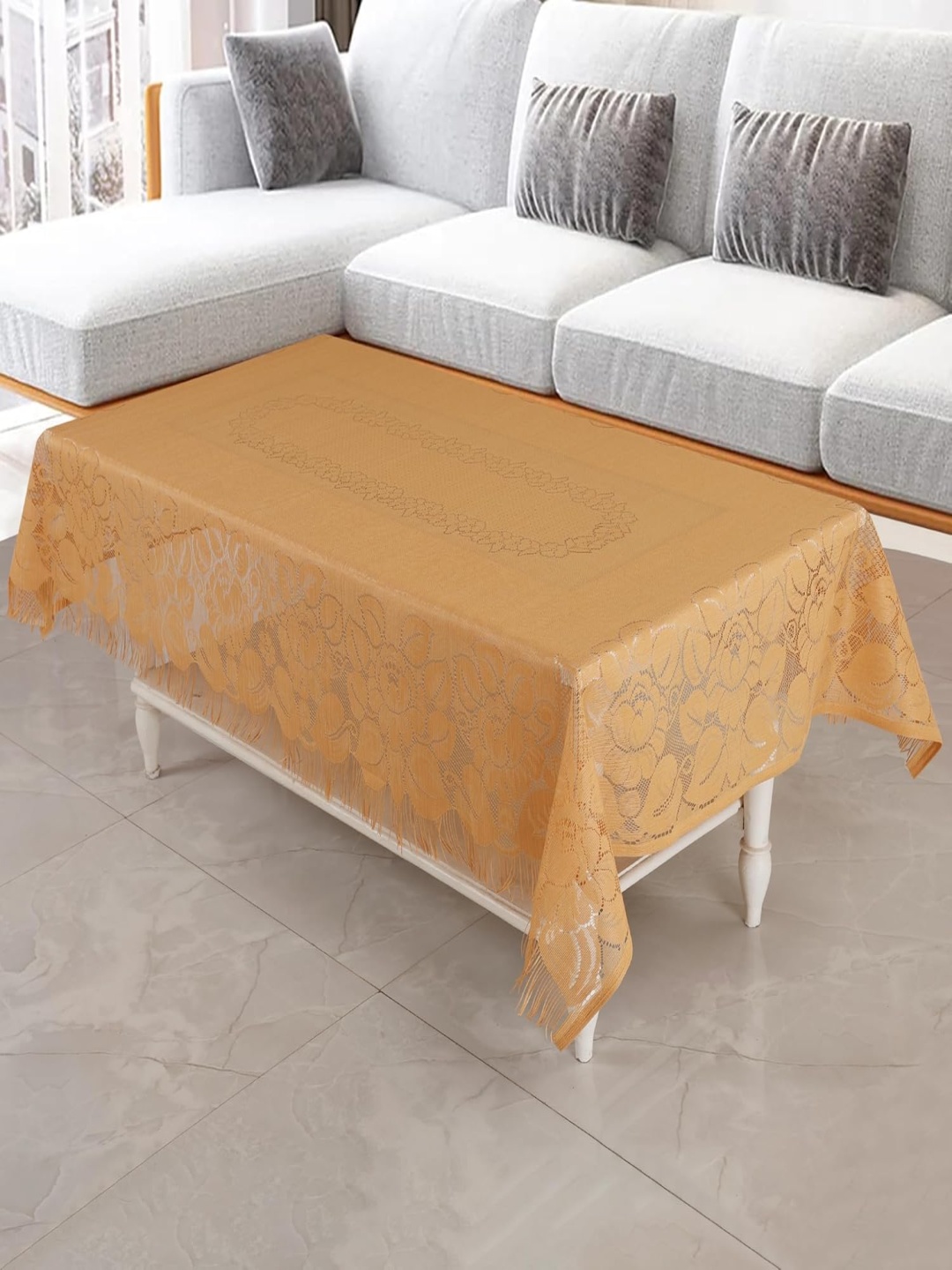 

Homerz Brown Floral Cotton 4-Seater Table Cover