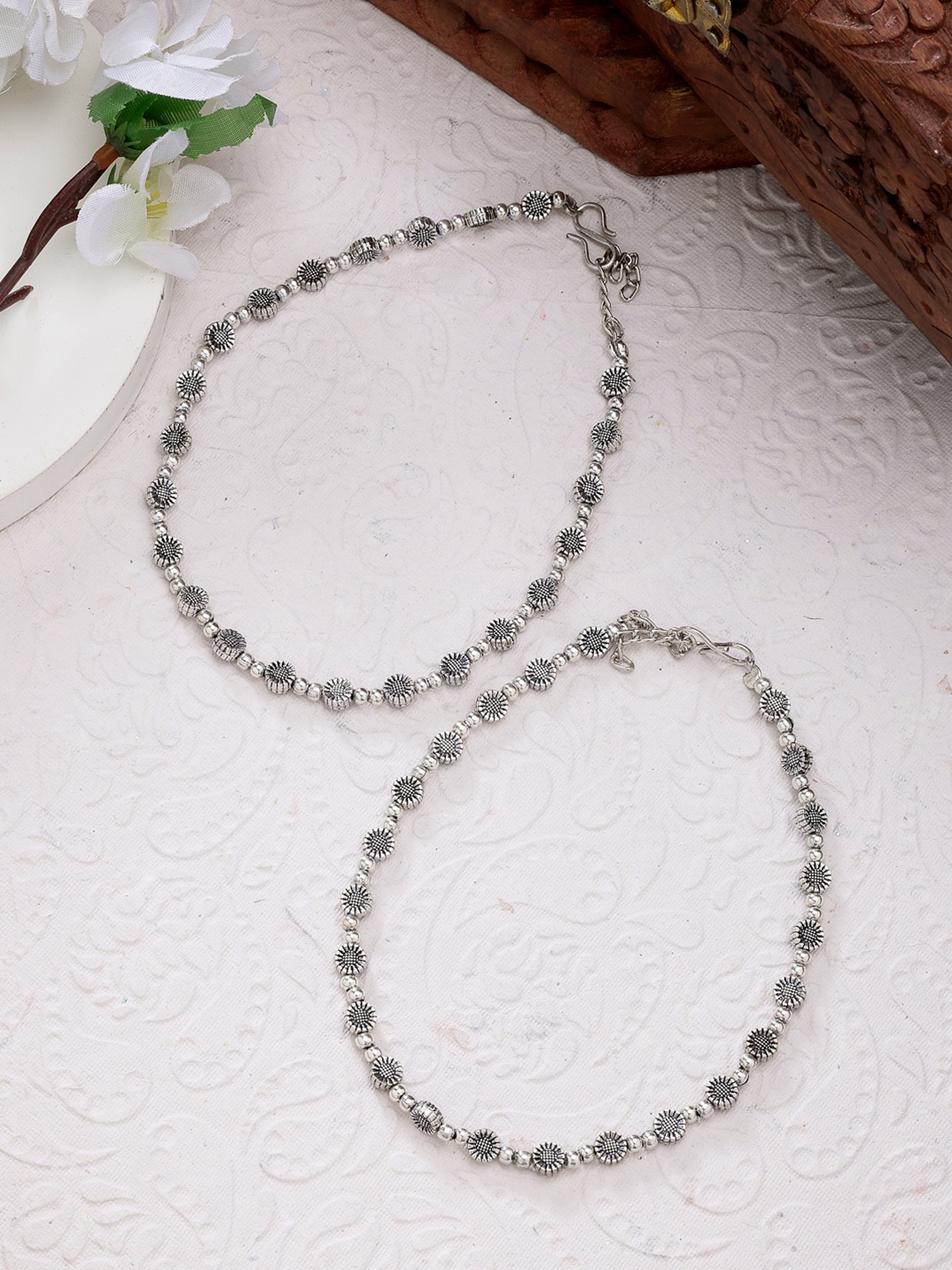 

Anouk Women Set of 2 Silver-Plated German Silver Anklets