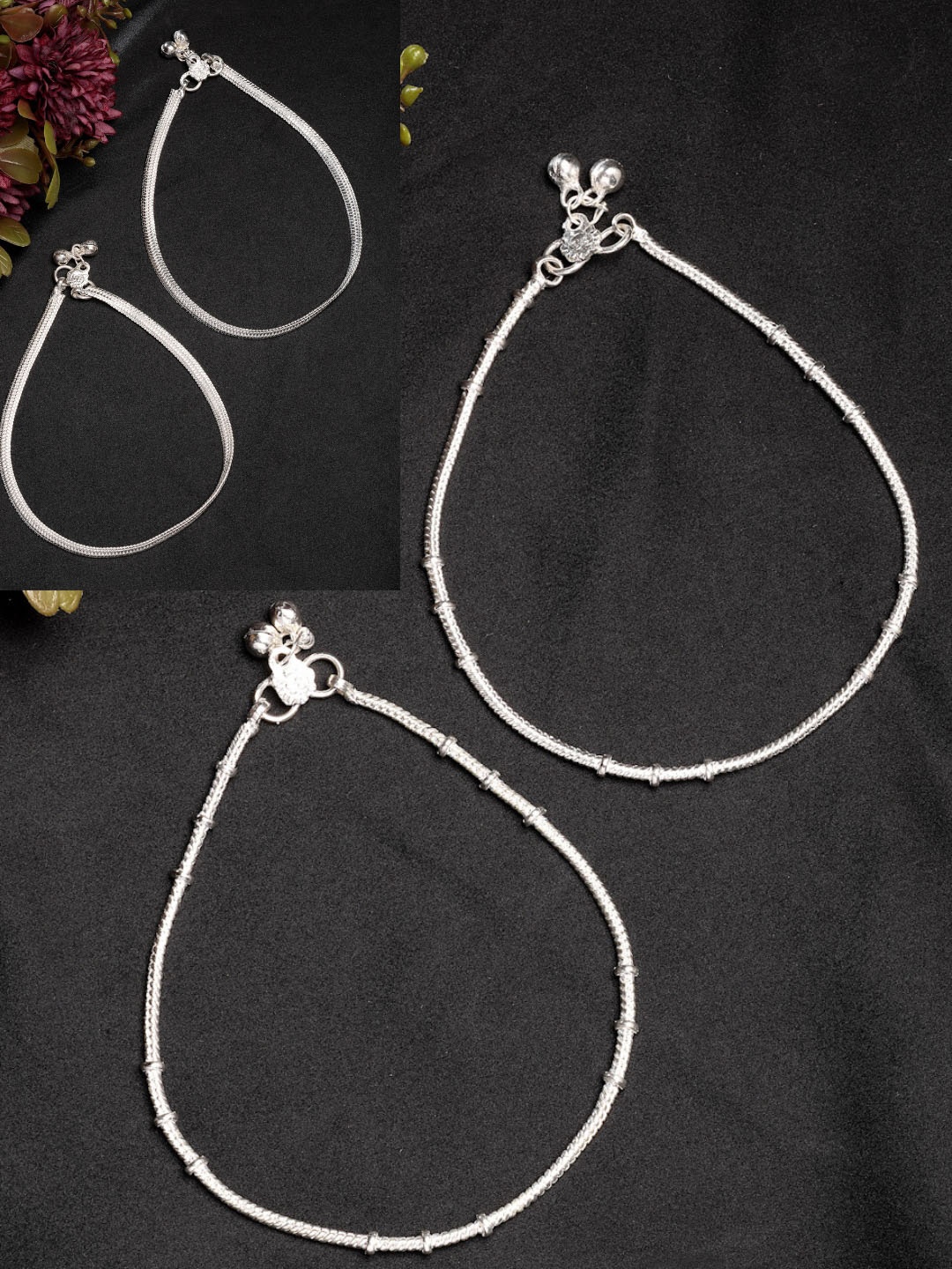

Anouk Women's Pair of 2 Silver-Plated Anklets