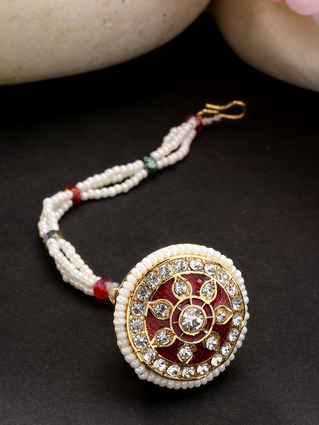 

Anouk Women Gold-Plated CZ Stone-Studded Borla Maang Tikka