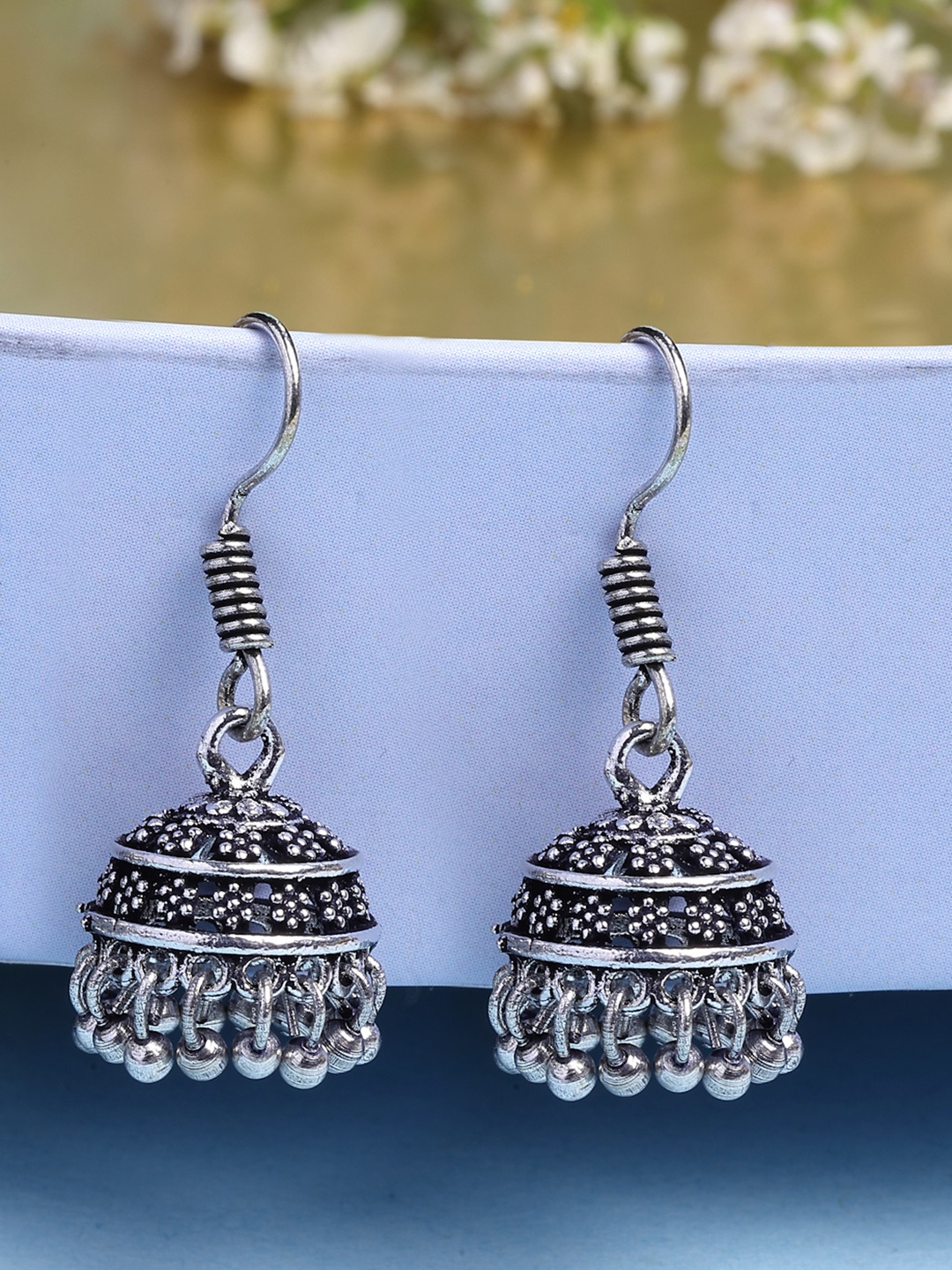 

Anouk Women Silver Plated Oxidised Traditional Jhumka Earrings