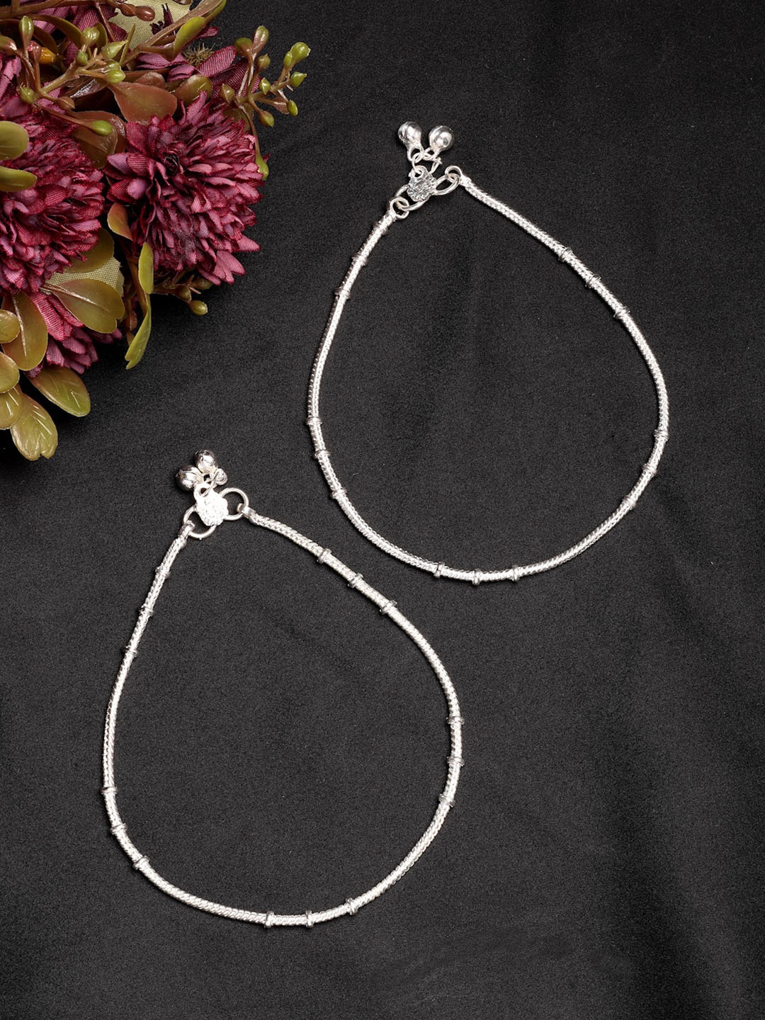 

Anouk Women Set of 2 Silver-Plated Anklets