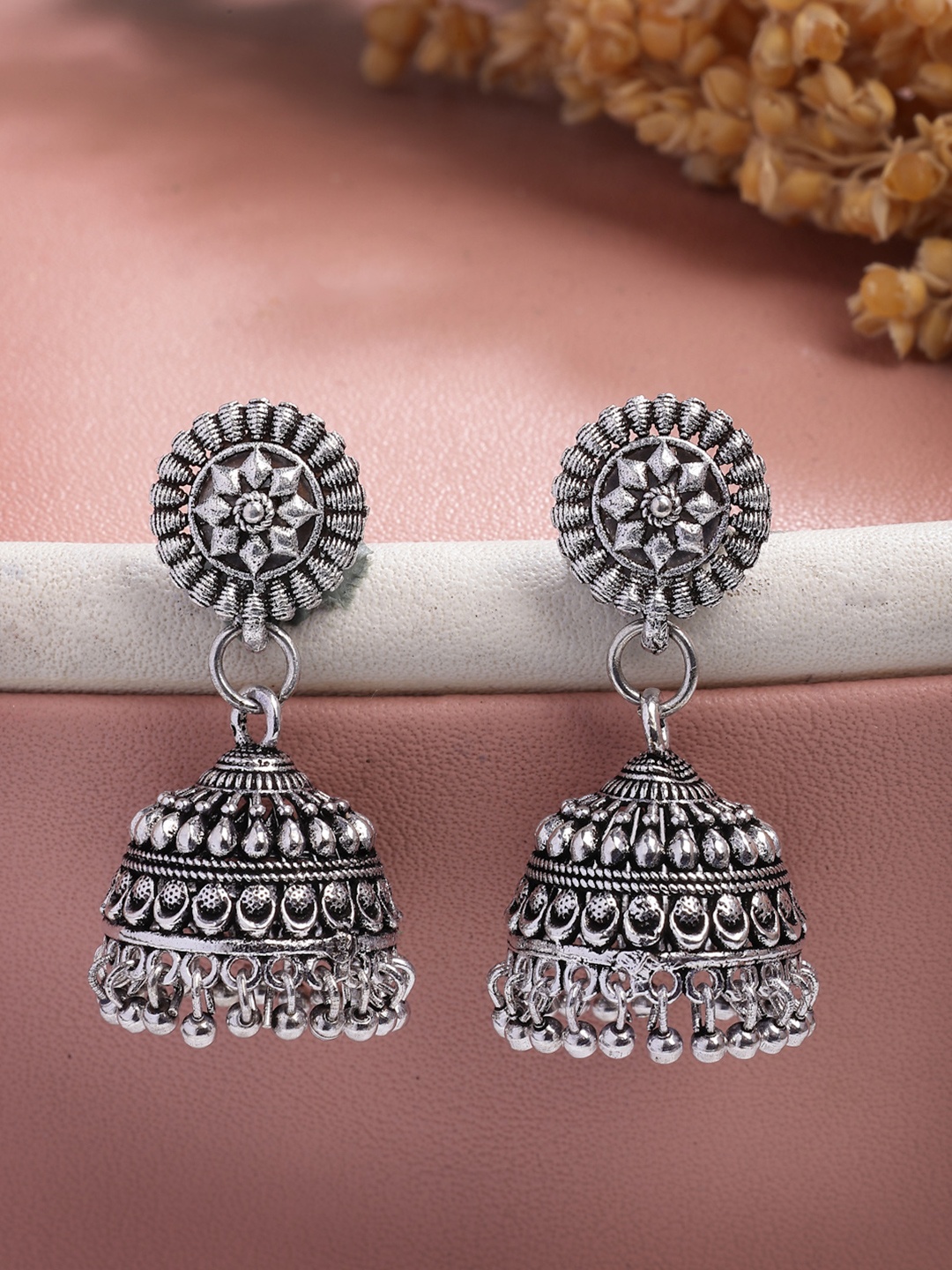 

Anouk Women Silver Plated Traditional Oxidized Jhumka Earrings