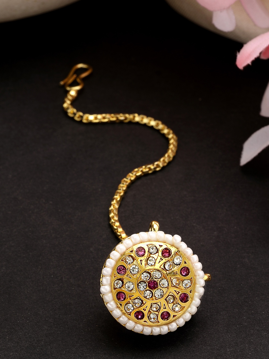 

Anouk Women Gold-Plated CZ Stone-Studded Borla Maang Tikka